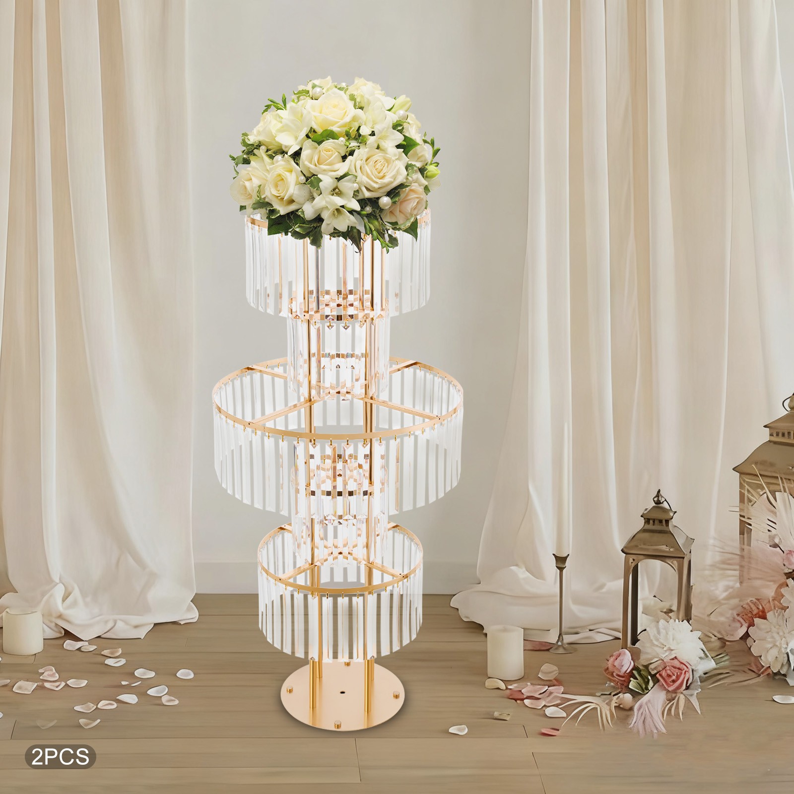5 Tier 43.3 in Height Flower Stands 2PCS Flower Stands Crystal Flower Stands