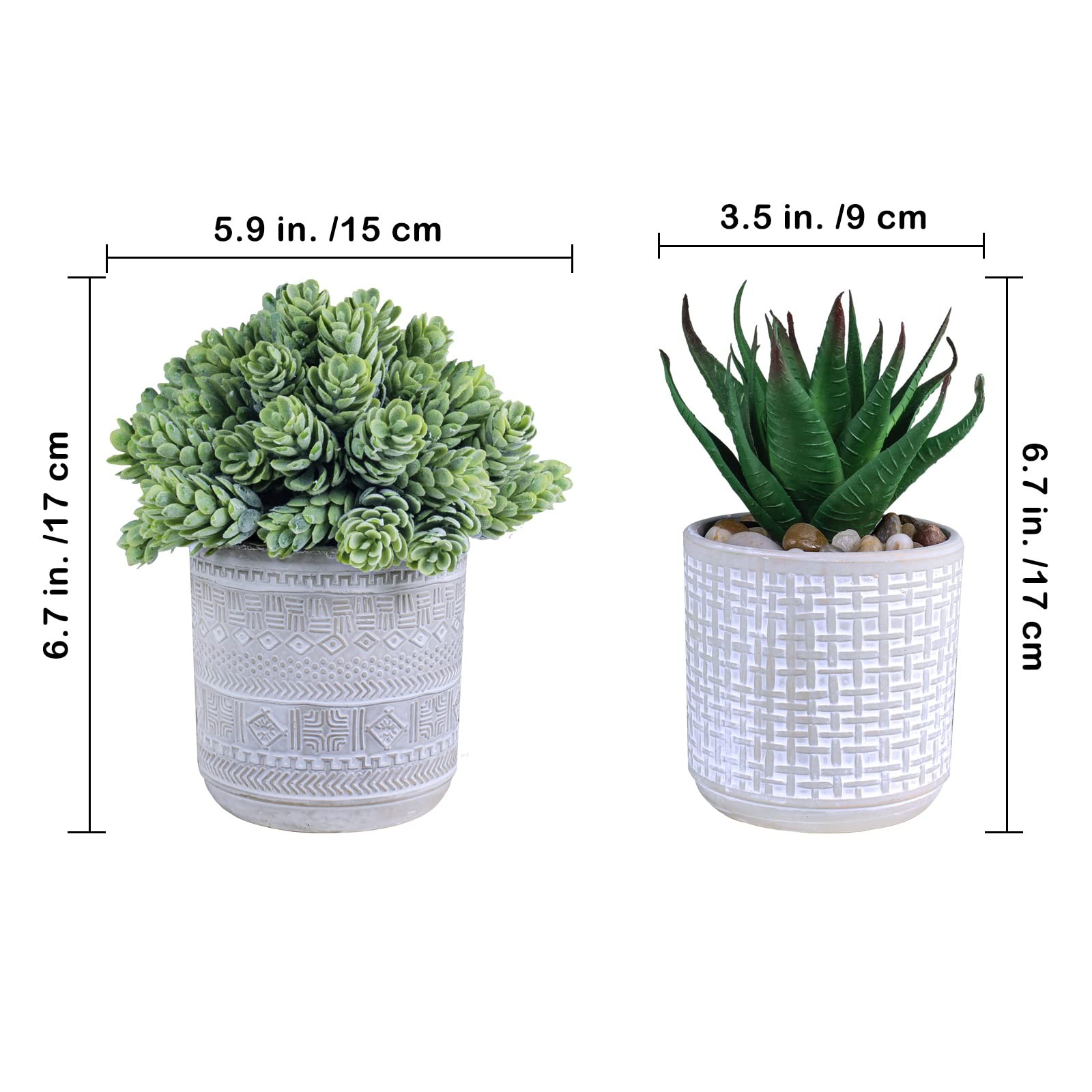 Set of 3 Assorted Small Potted Succulent Plants Fake Aloe String of Pearls Ho…