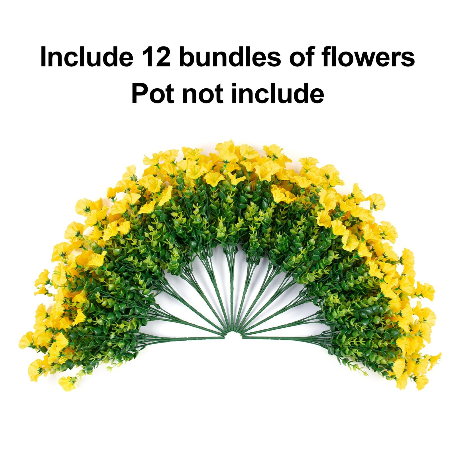 Artificial Flowers Fake Plants for Outdoors Decoration, 12 Bundles Yellow Sil…