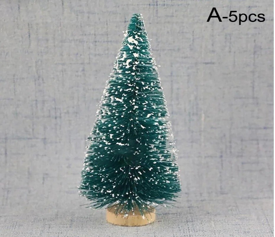 5Pcs Mini Christmas Trees Plastic Artificial Christmas Tree Ornament Winter Snow