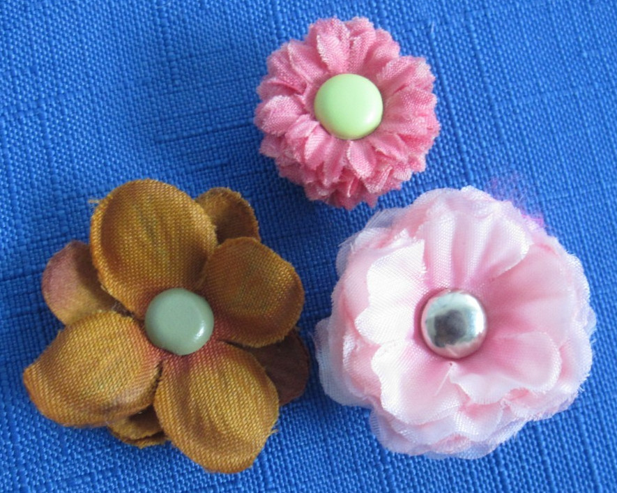#4 Lot-49 Medium Layers Used Silk Flower Petals .75-3.5″ Brads Multiple Colors