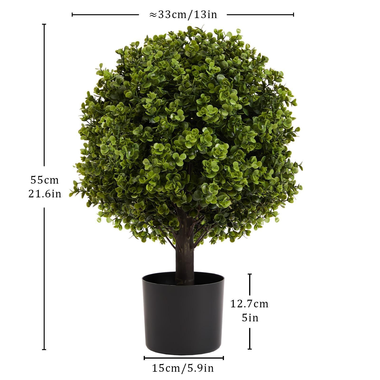 22in Artificial Boxwood Ball Shrubs Set of 2 – , Indoor/Outdoor Topiary for Home