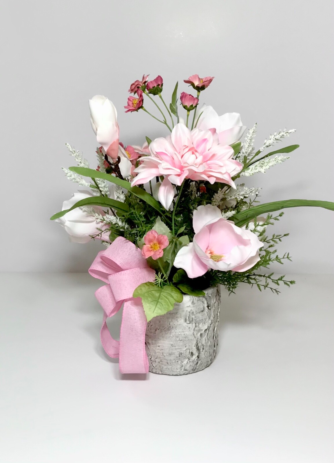 PINK WHITE SPRING SUMMER FLOWERS ARRANGEMENT VASE FLORAL CENTERPIECE GIFT NEW