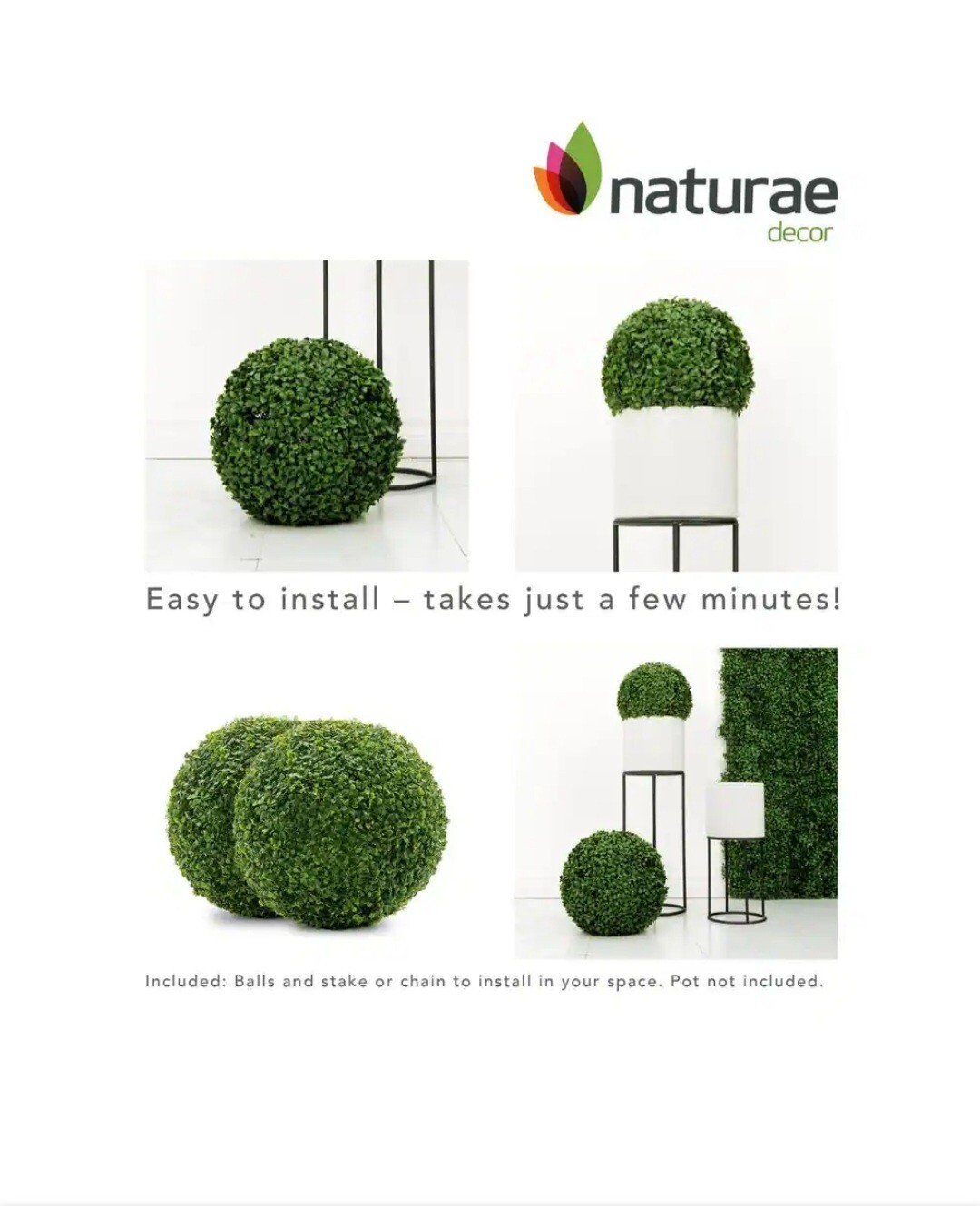 Boxwood 11 In. Artificial Foliage Ball Hedges 2 Pieces