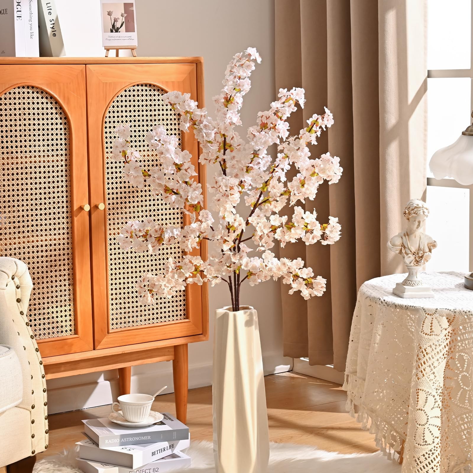Sunm boutique Silk Cherry Blossom Branches, Artificial Cherry Blossom Tree Stems
