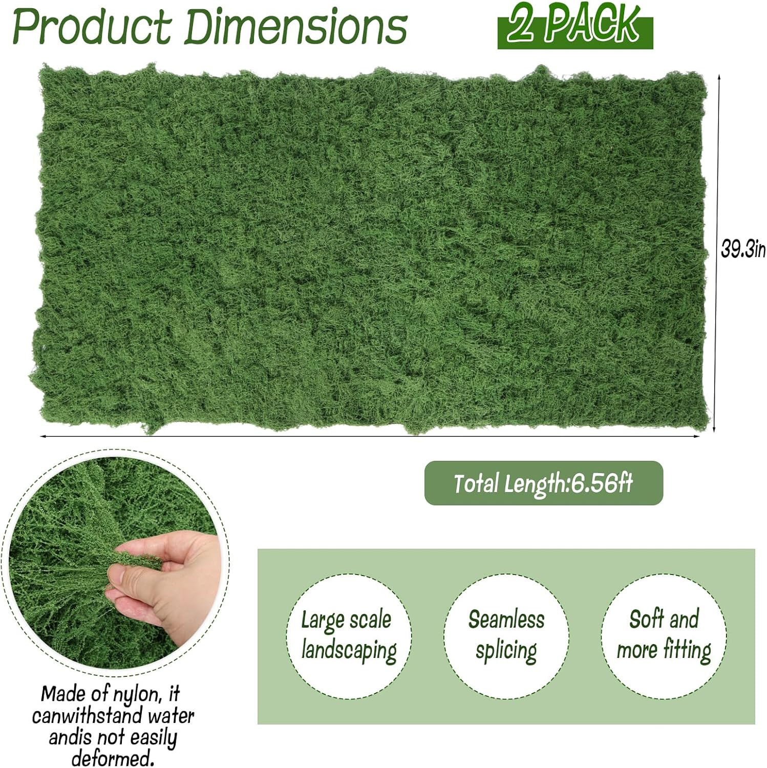 Large 2PCS Artificial Moss Mat 39″ X 78″ for Crafts, Decor & Gardens