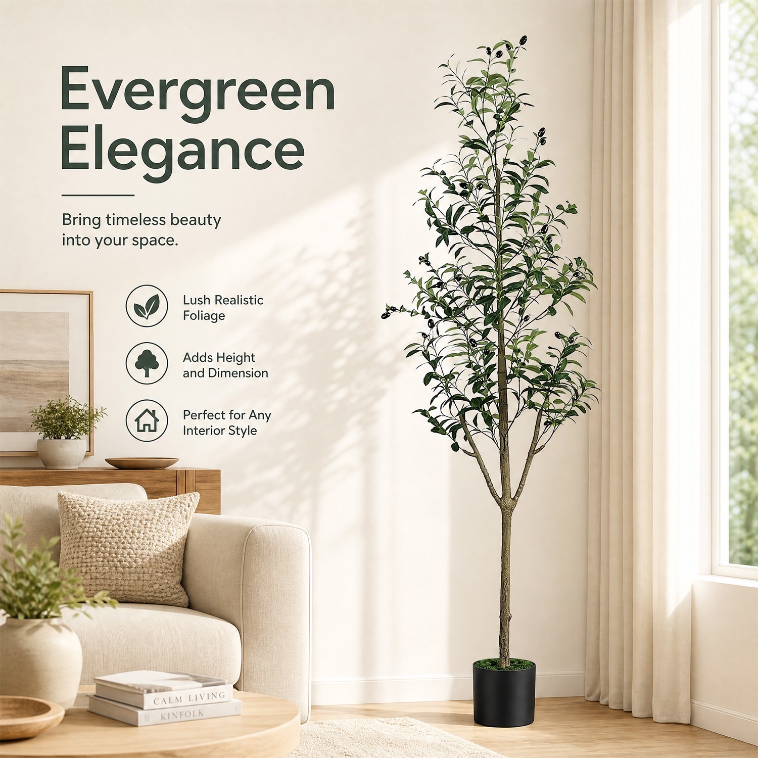 180cm Detachable Artificial Olive Tree Lush Leaves Potted Plant for Home Decor