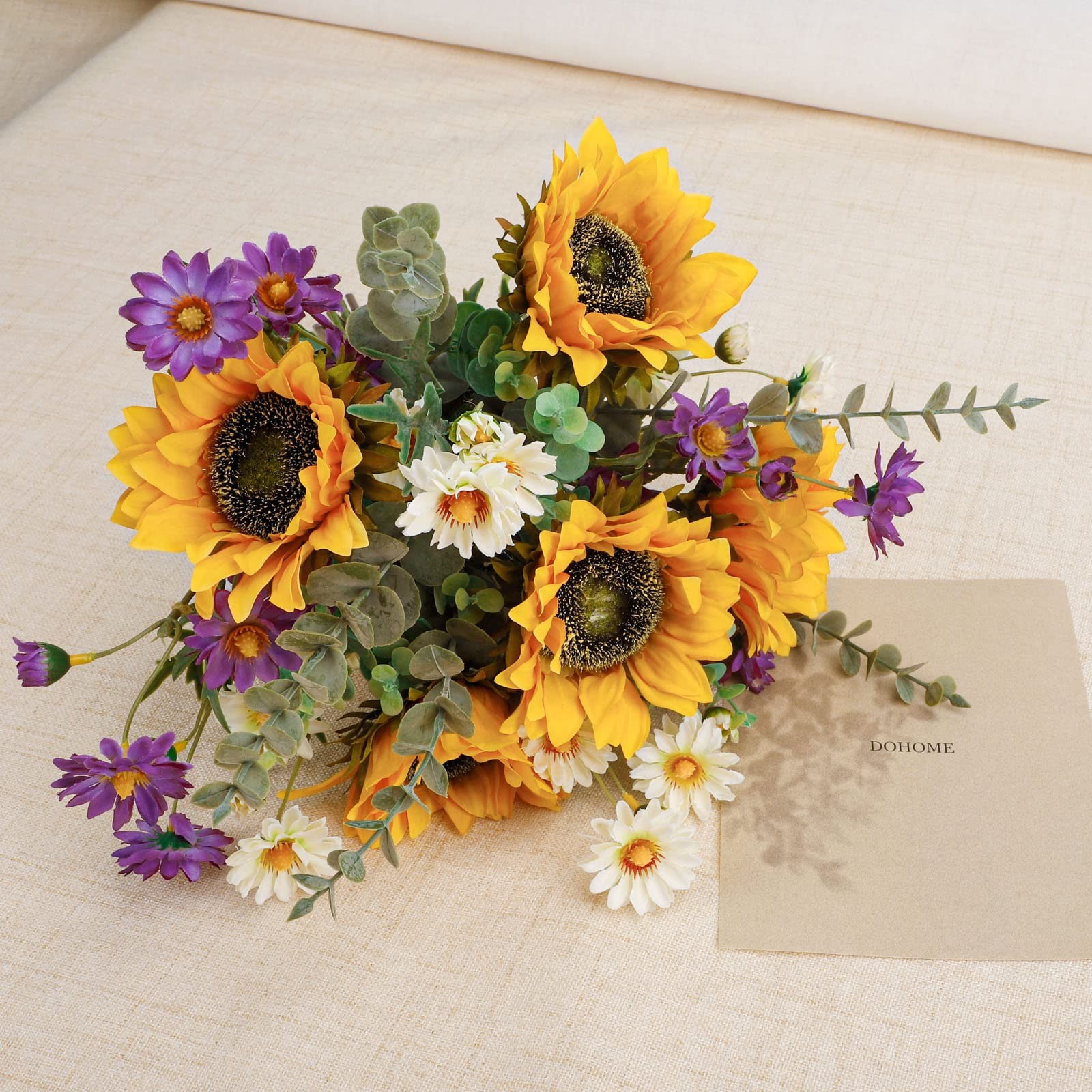 CEWOR Artificial Sunflowers Fake Cemetery Flowers for Grave Bouquet with Sunf…