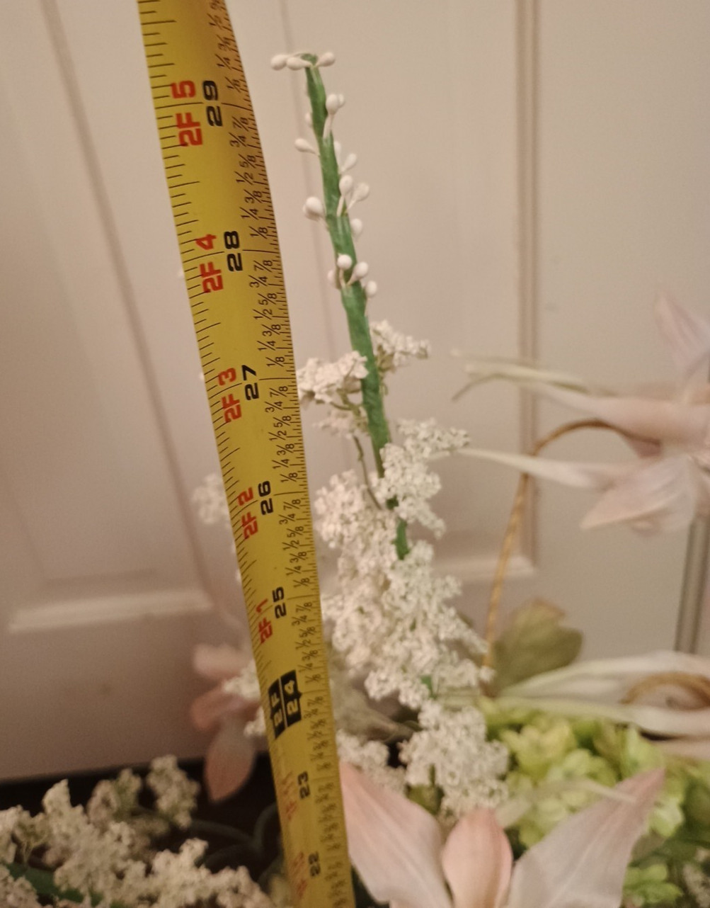 Pink Lily Delphinium Hydrangea Faux Silk Flower Arrangement Floral Green Vase