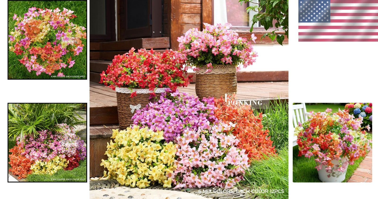 Durable and UV Resistant 12 Bundles of Faux Flowers for Timeless Outdoor Beauty