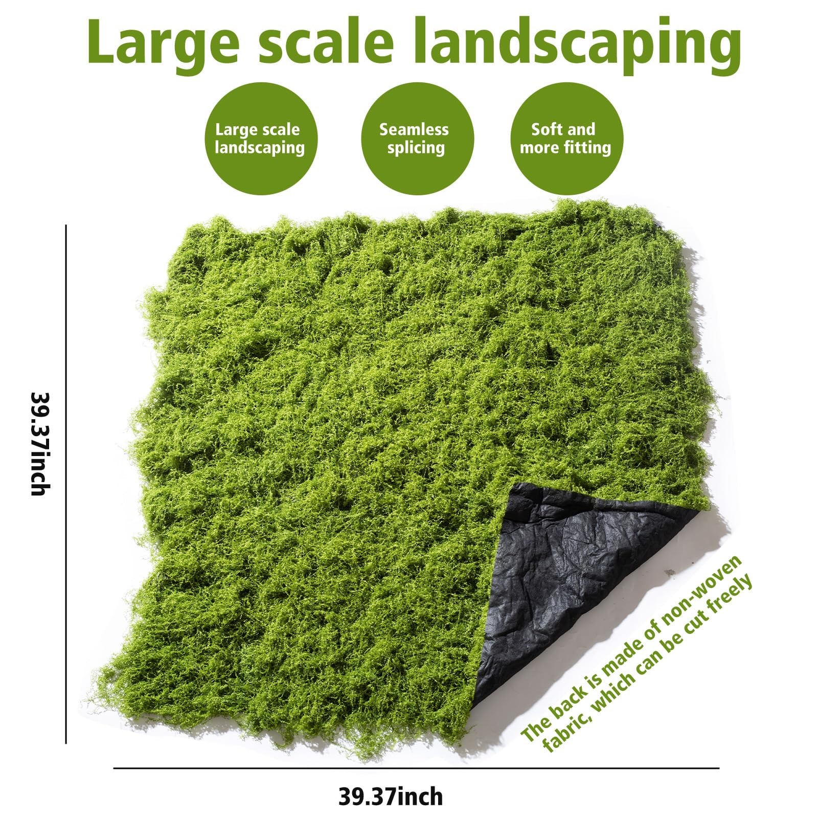 Artificial Moss mat, Green, 39.37 x 39.37 inches (Light Green), Waterproof In…
