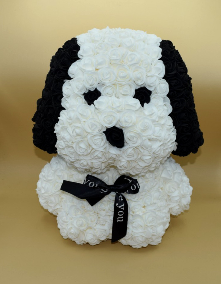 Artificial Rose Puppy Gift Valentine Birthday Anniversary Decor 14″ “I Love You”