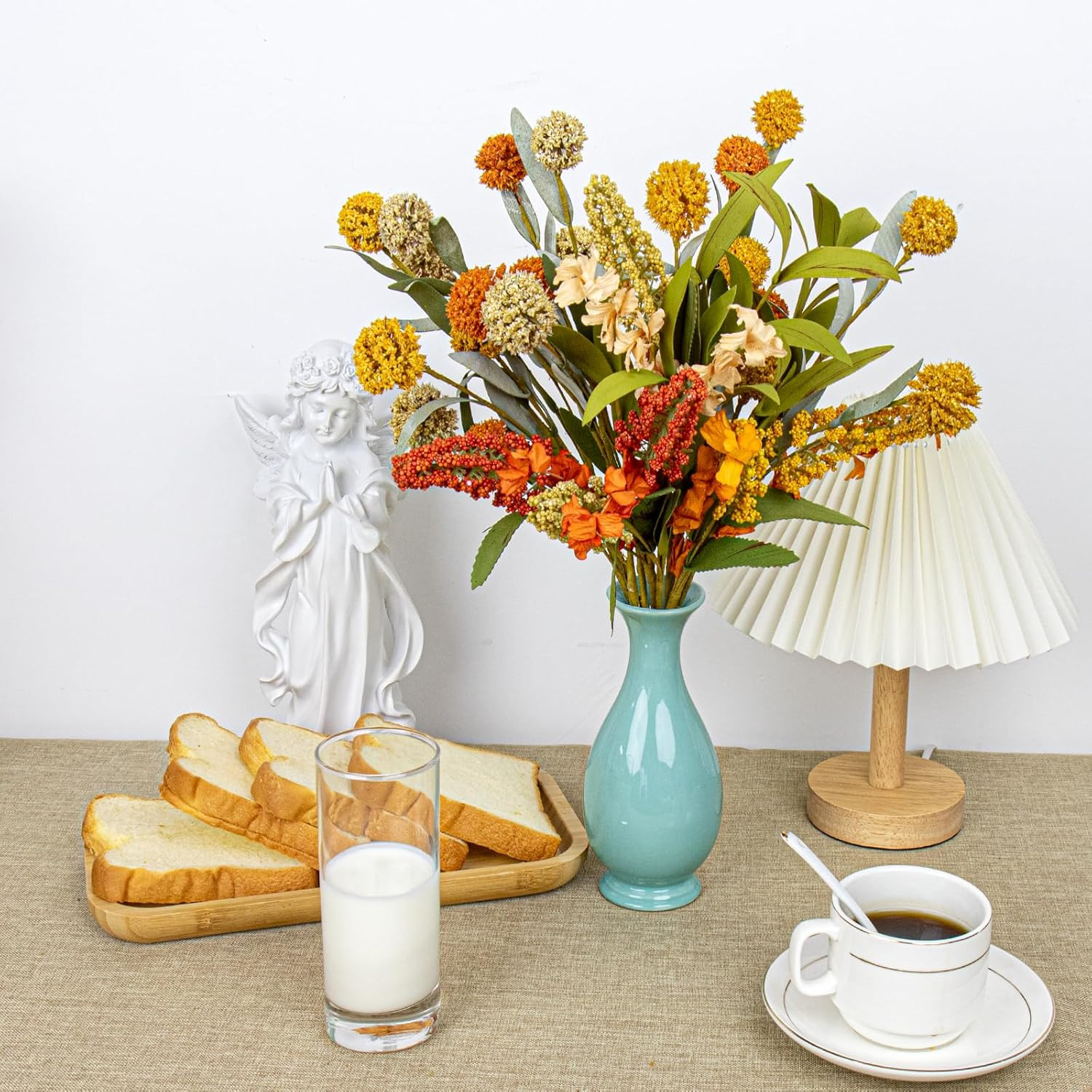 17 Inches Boho Autumn Flowers 9 PCs Faux Fall Flower Stems Rustic Fall Floral Pi