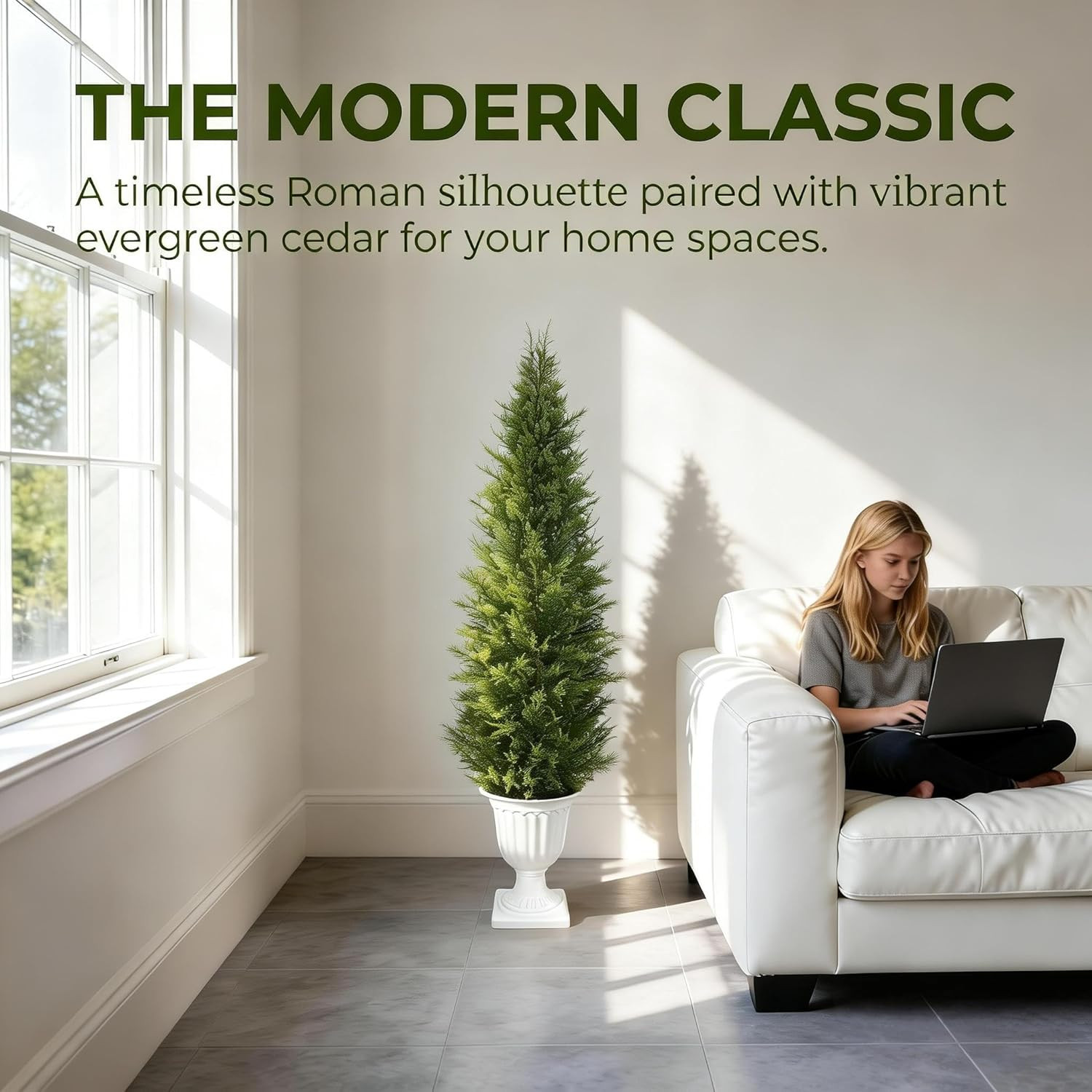 Set of 2 Realistic 4.5FT Artificial Cedar Trees for Indoor/Outdoor Decor