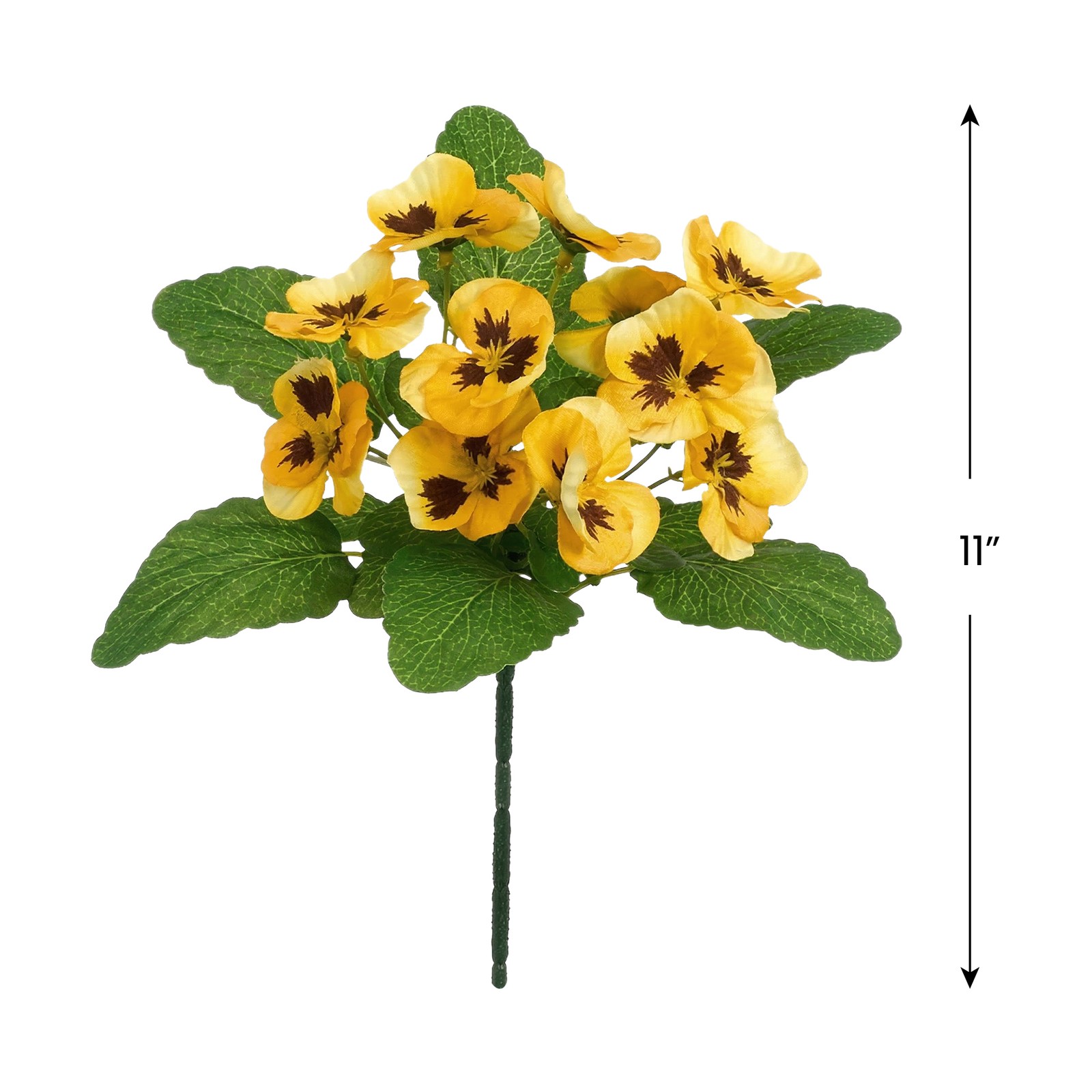 Amba Products 11″ Yellow Pansy UV Protected Artificial Floral Bush