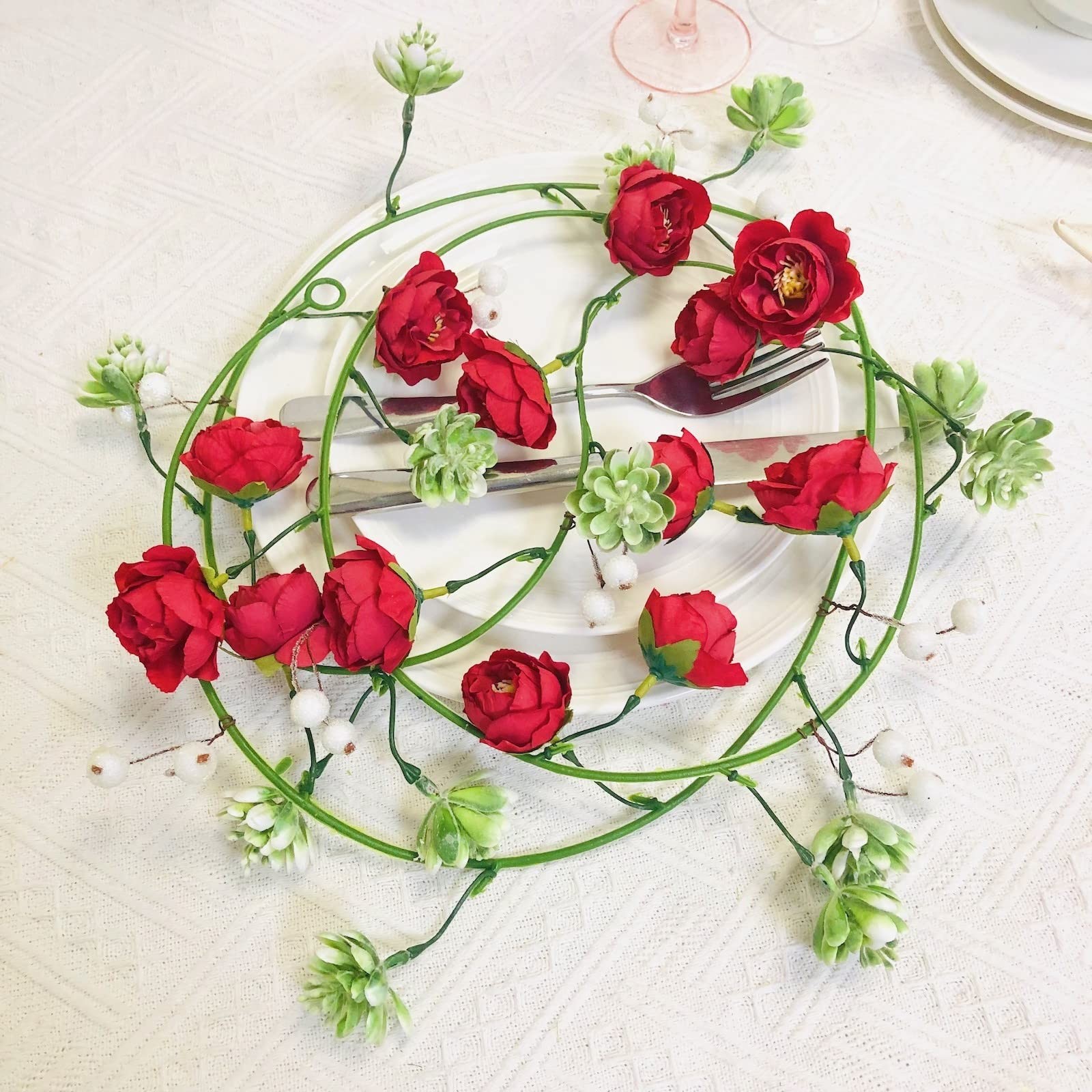 Fake Rose Vine Flowers Plants Artificial Flower Hanging Rose Succulents Ivy for