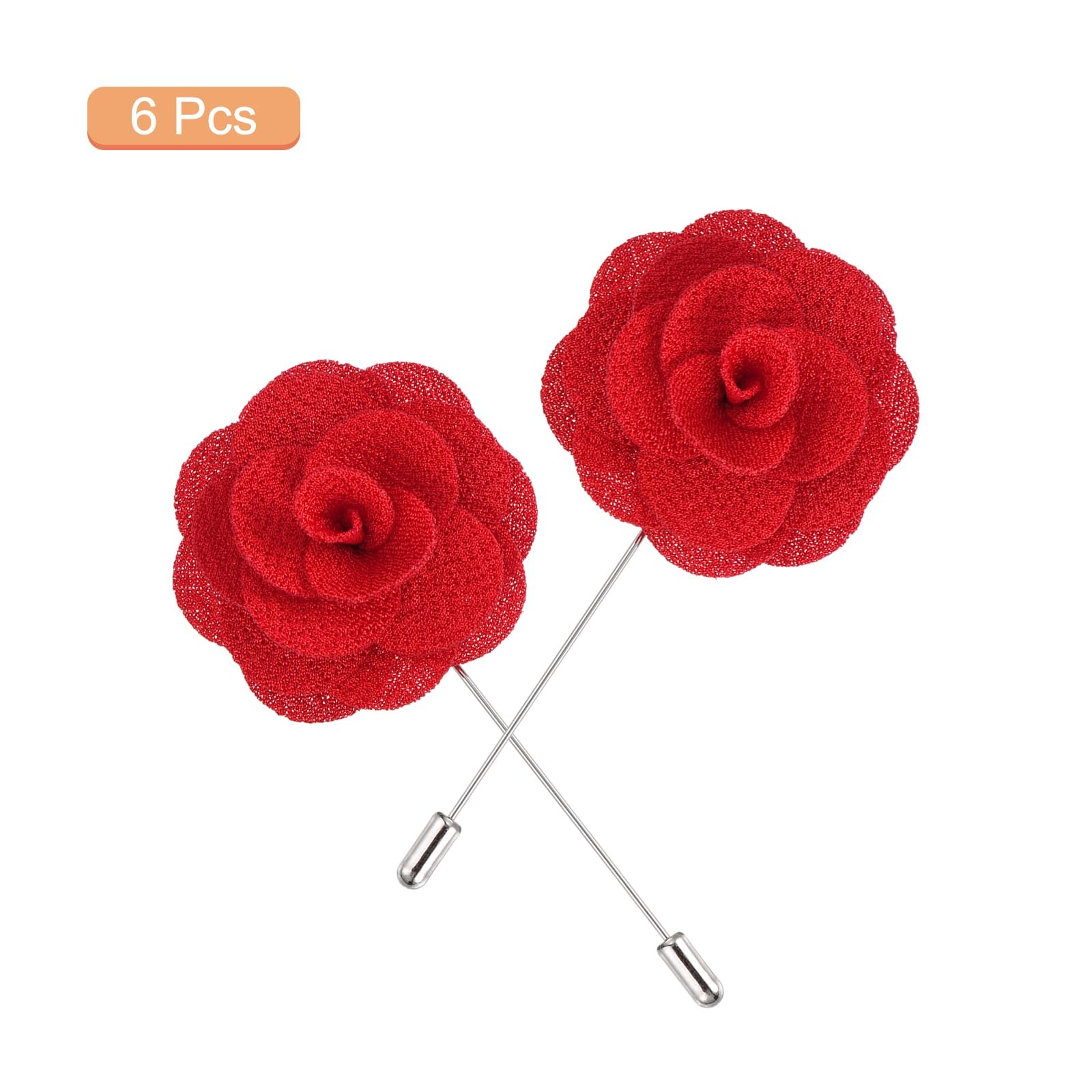 6 PCS Groom Boutonnieres Rose Pins Men Wedding Ceremony Anniversary Decoration