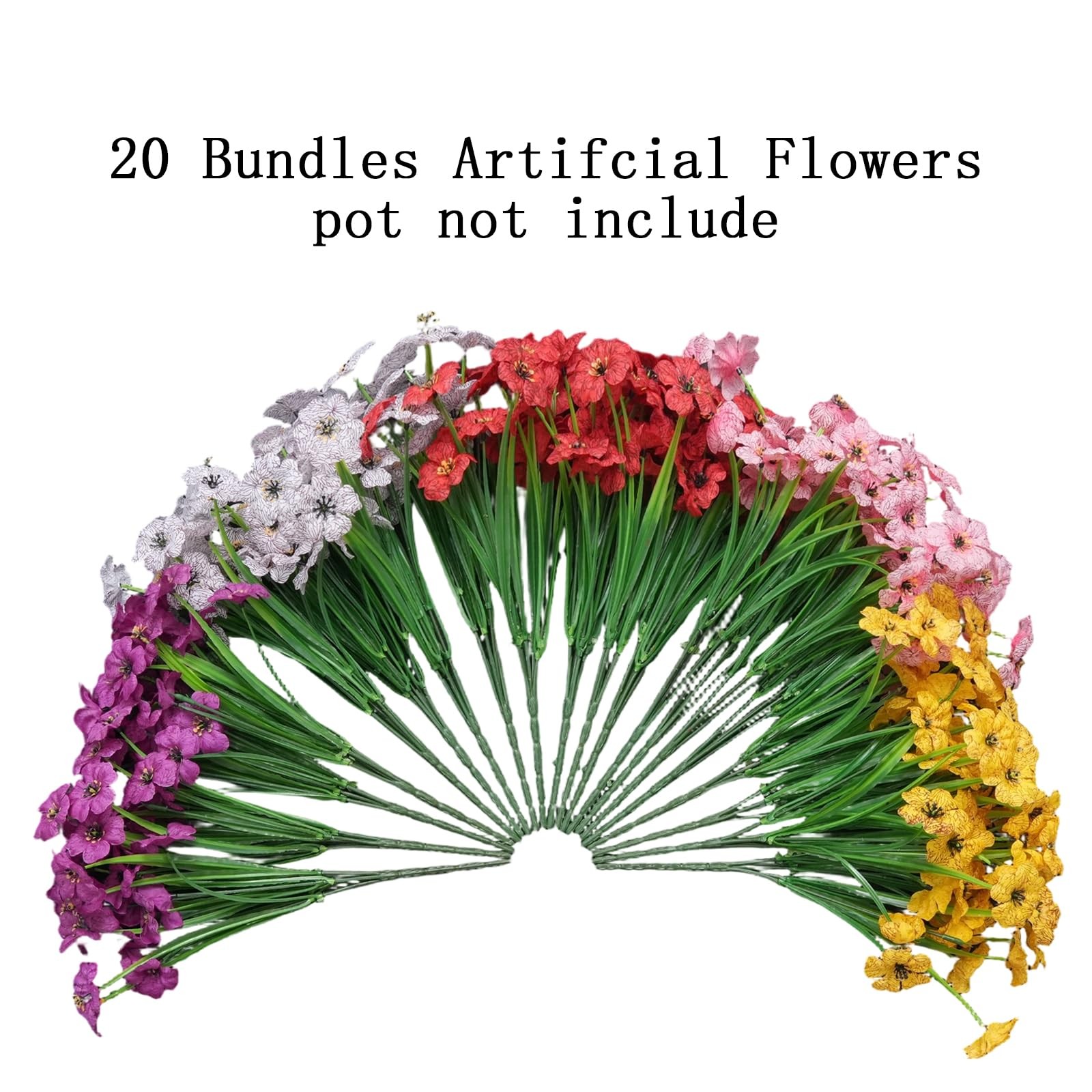 20 Bundles Artificial Flowers for Outdoor Spring Summer Decor – UV-Resistant …