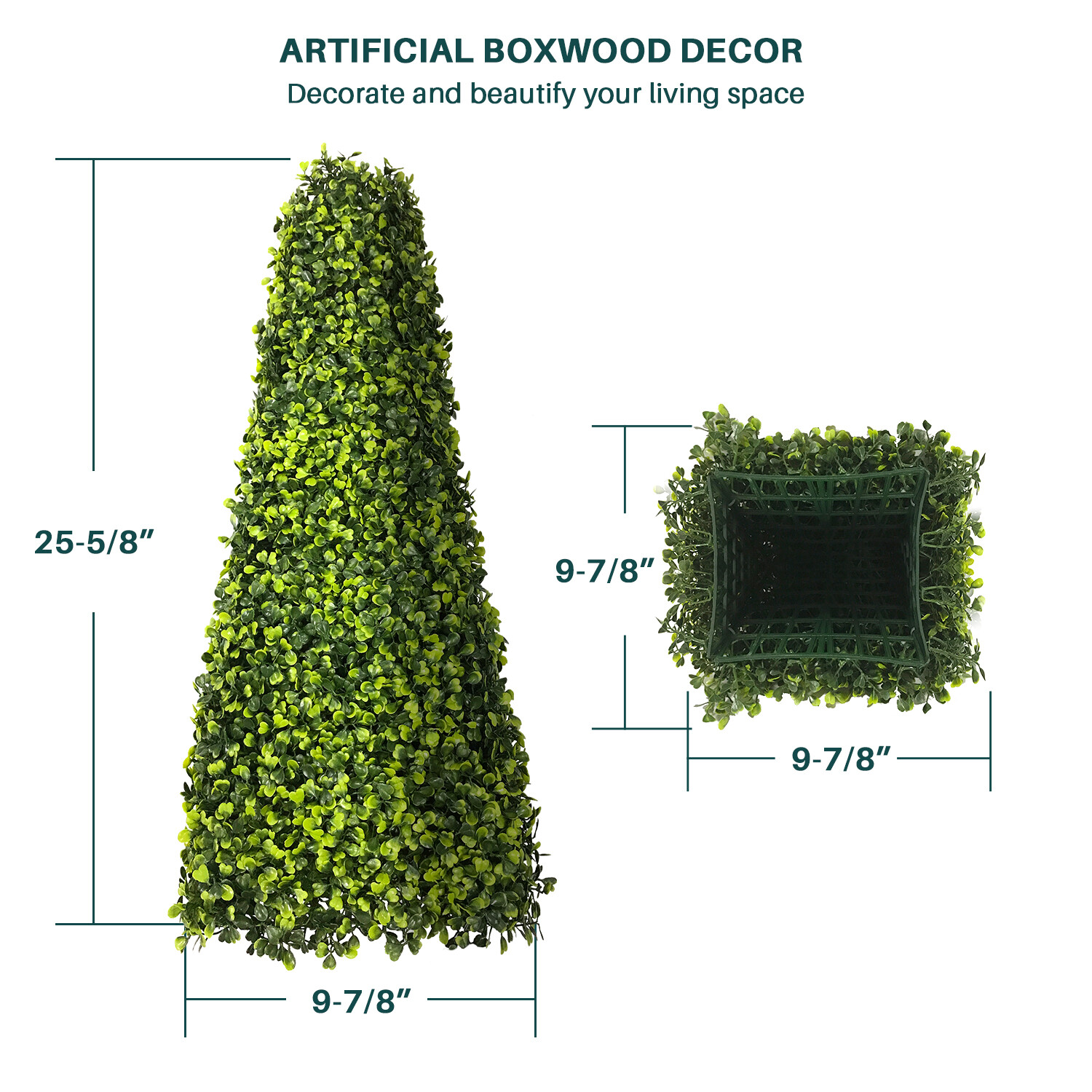 25.6” Artificial Boxwood Tower Faux Topiary Tree Home Garden In/Outdoor Decor