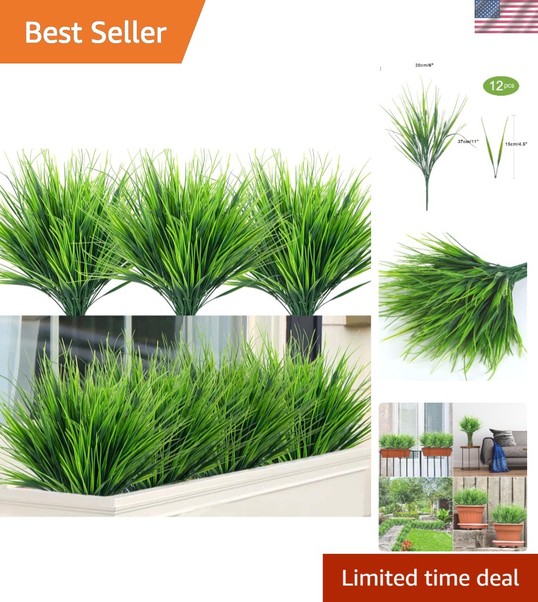 Realistic Artificial Wheat Grass – Pack of 12 Bundles for Indoor & Outdoor Use