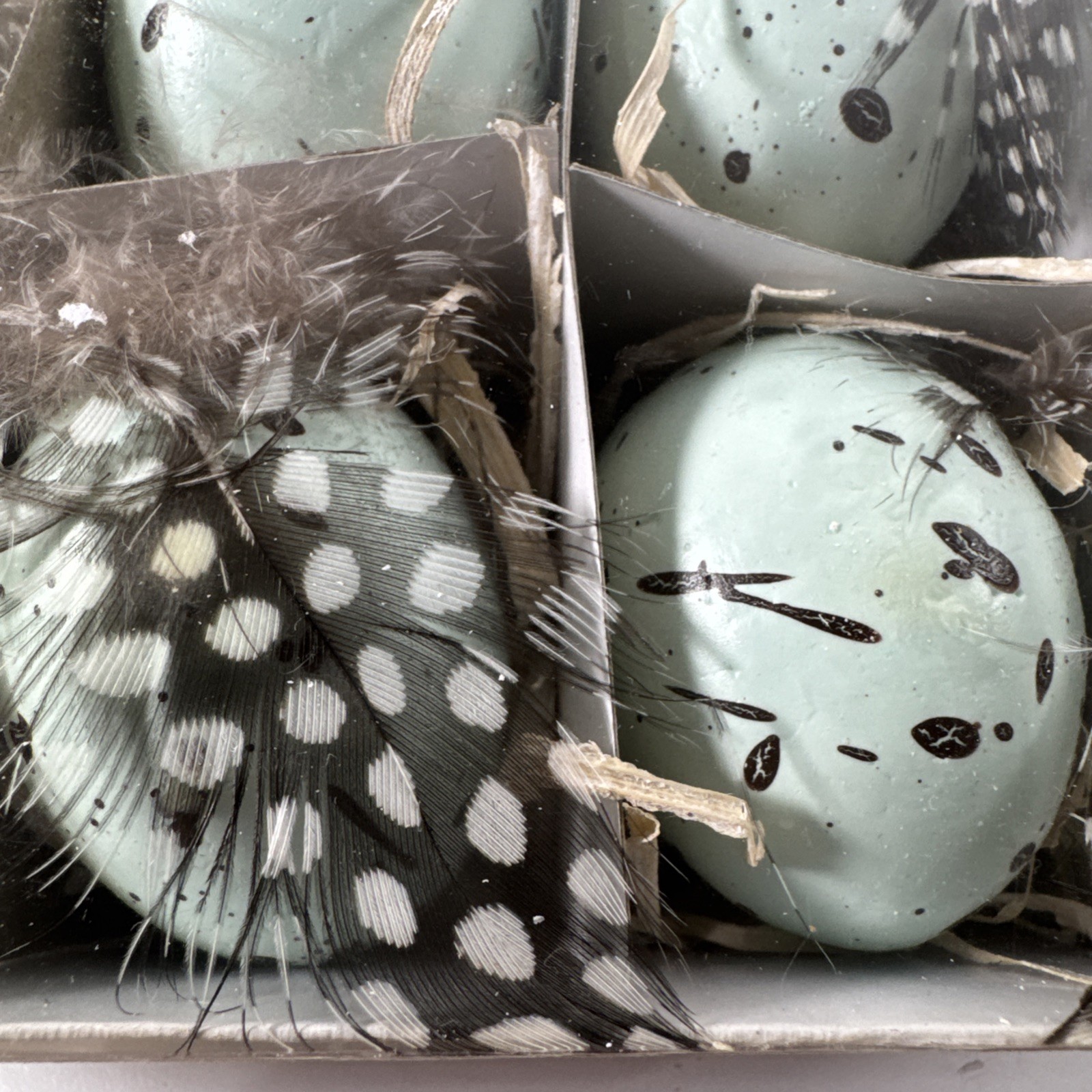 2x NEW OLD STOCK Vtg 2” Bird Blue Speckled Eggs Packs of 6