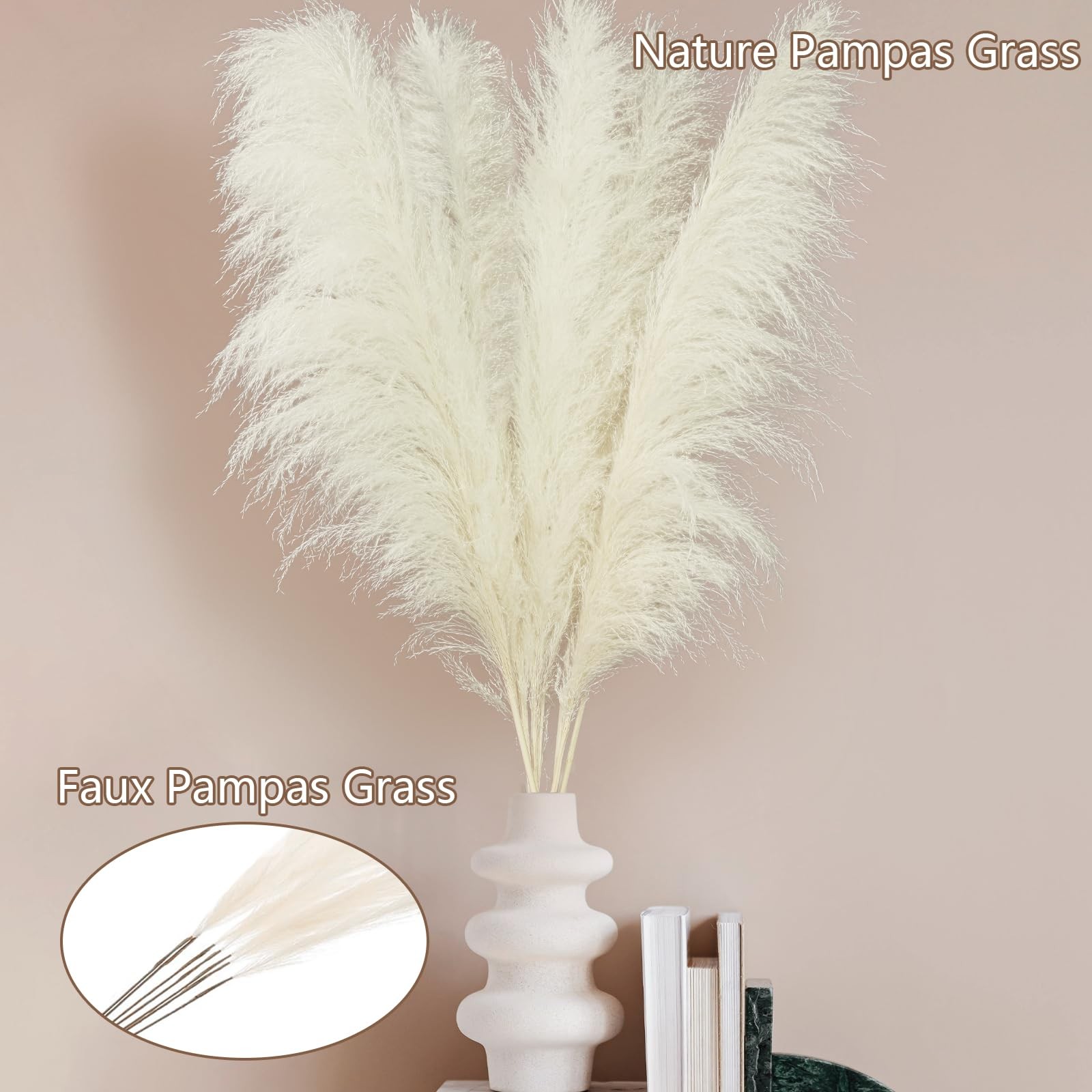 10pcs 40” White Pampas Grass Tall Decor – Pompas Floral, Tall Pampas Grass f…
