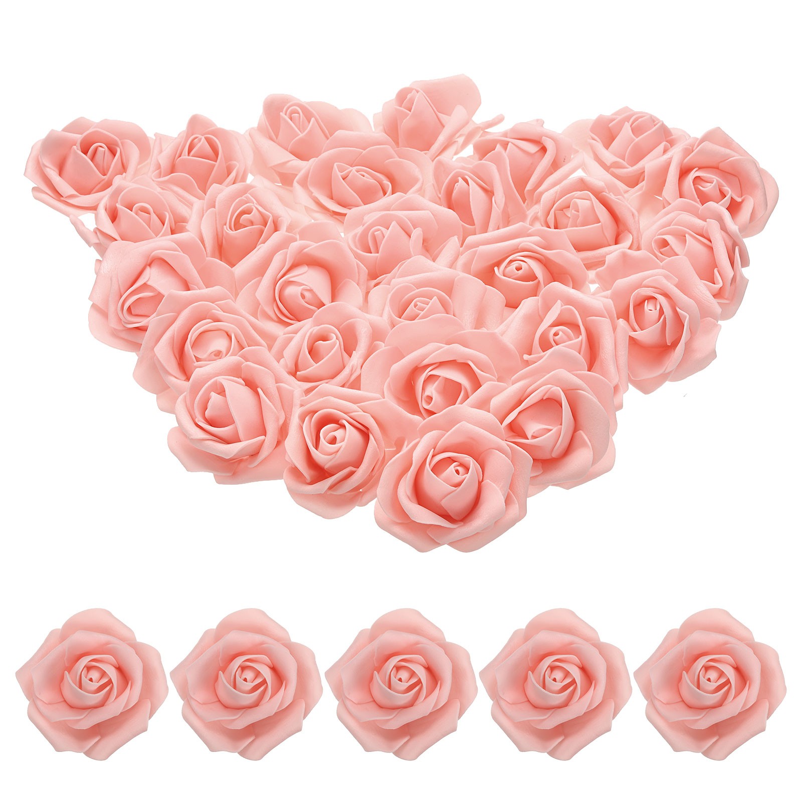 100pcs Foam Rose Heads 6-7 Cm for DIY Crafts Accessories, Peach Pink