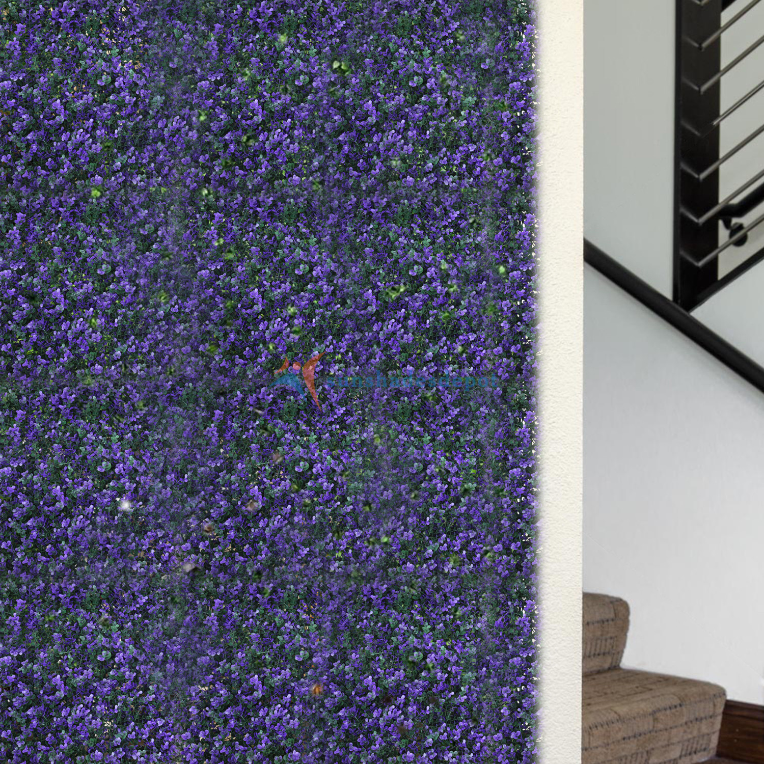 20” Artificial Hedge Faux Purple Lavender Leaves Fence Screen Panel Wall Decor