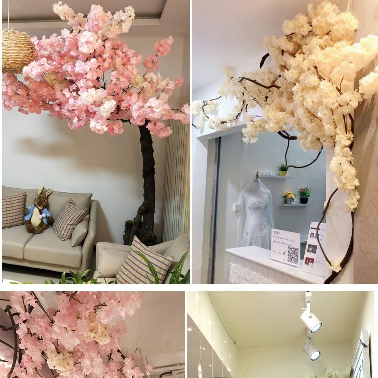 80cm Artificial Cherry Blossom Branch Red Silk Flower Wedding Home Decor Arch