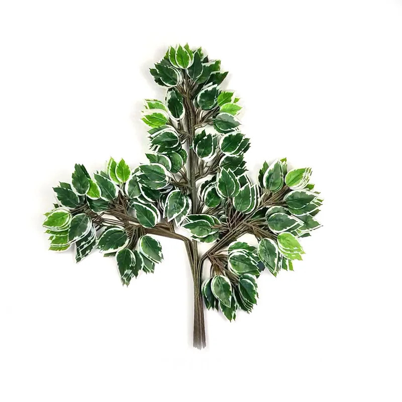 12pc Faux Ficus Foliage Branches Silk Greenery Bush for Outdoor Garden Decor