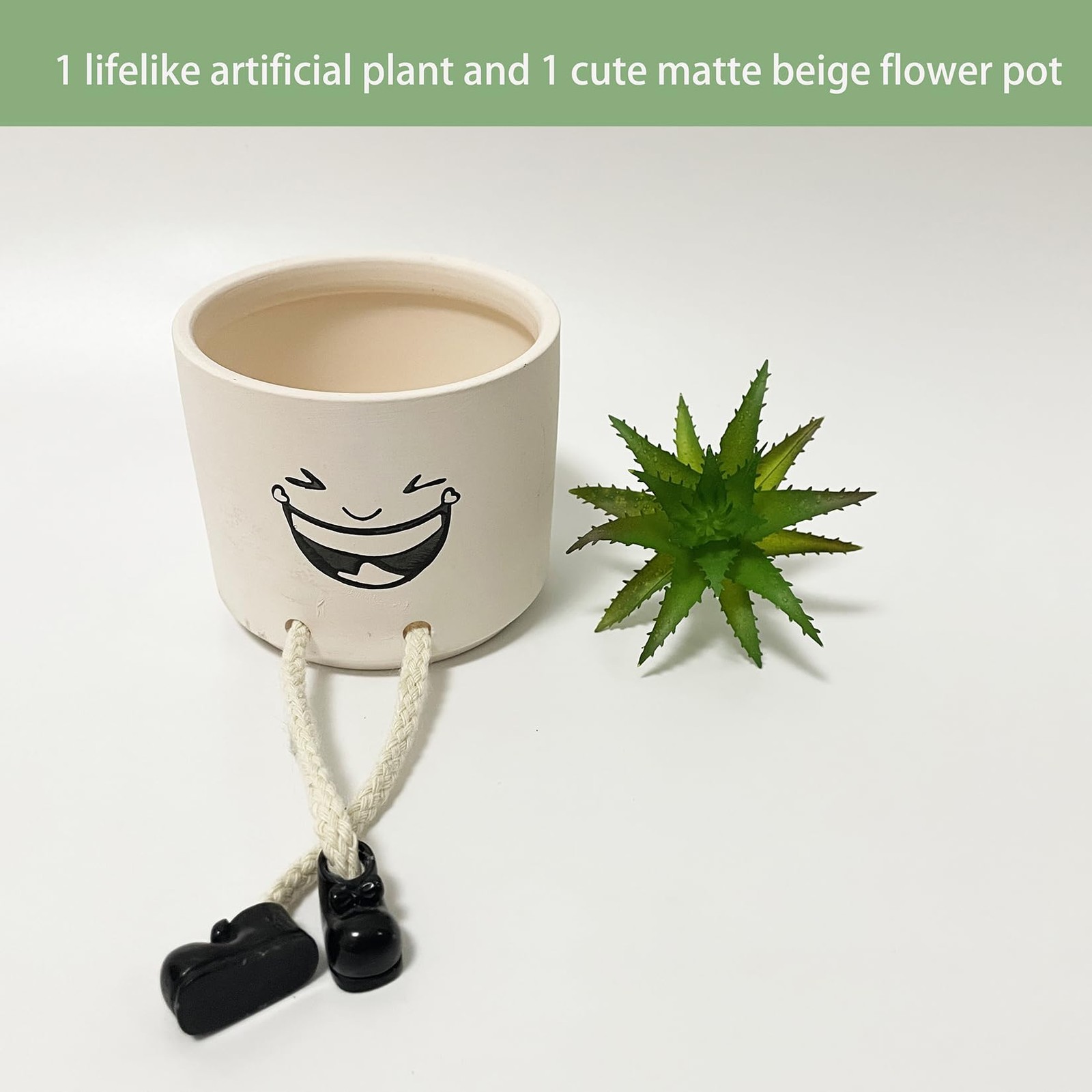 Fake Succulents Plants in Ceramics Pots with Hanging Leg – Cute Small Planter…