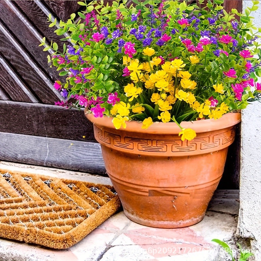 6 Bundles Artificial Outdoor Flowers Lifelike UV Resistant Fake Hanging Plants