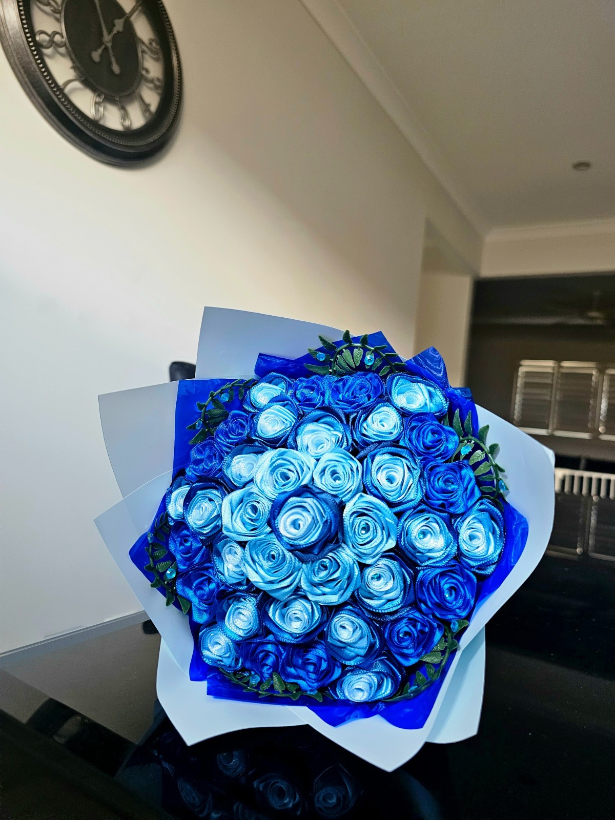36 Blue Artificial Roses Bouquet