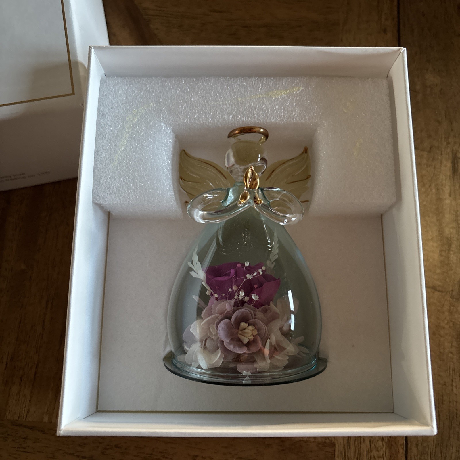 Beautiful Angel Pink Rose Figurine by ANLUNOB. The Only Eternal Rose.