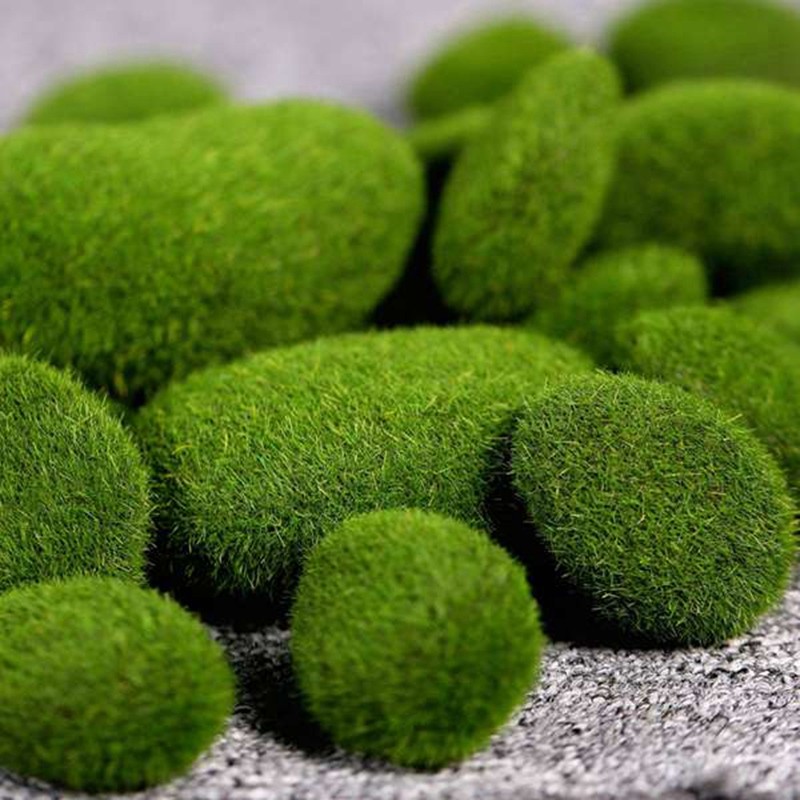 40 Pieces 2 Sizes Rocks Decorative Faux Green Moss Covered1439