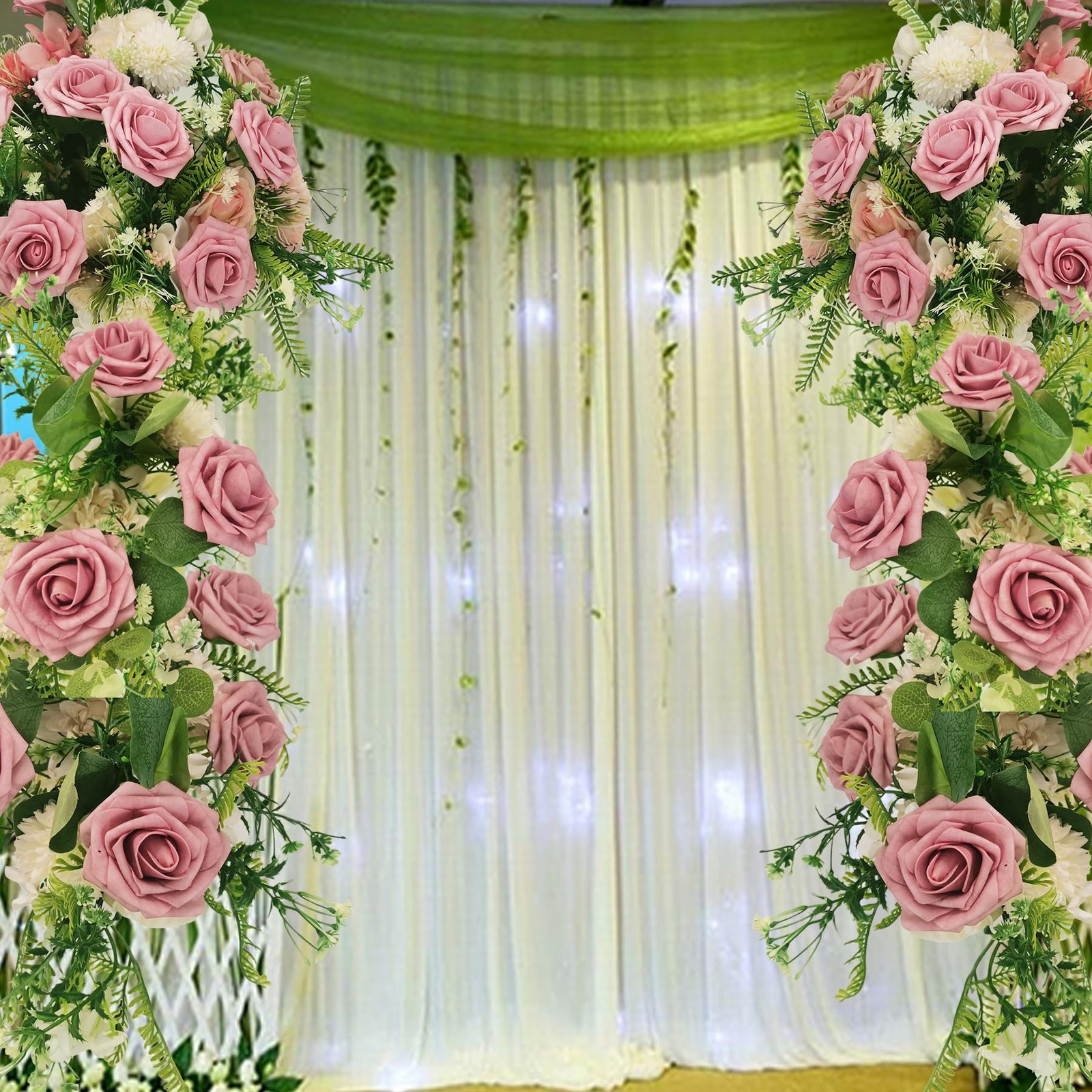 Artificial Flowers Fake Roses Brick Red Foam Faux Wedding Bouquets 25 PCS