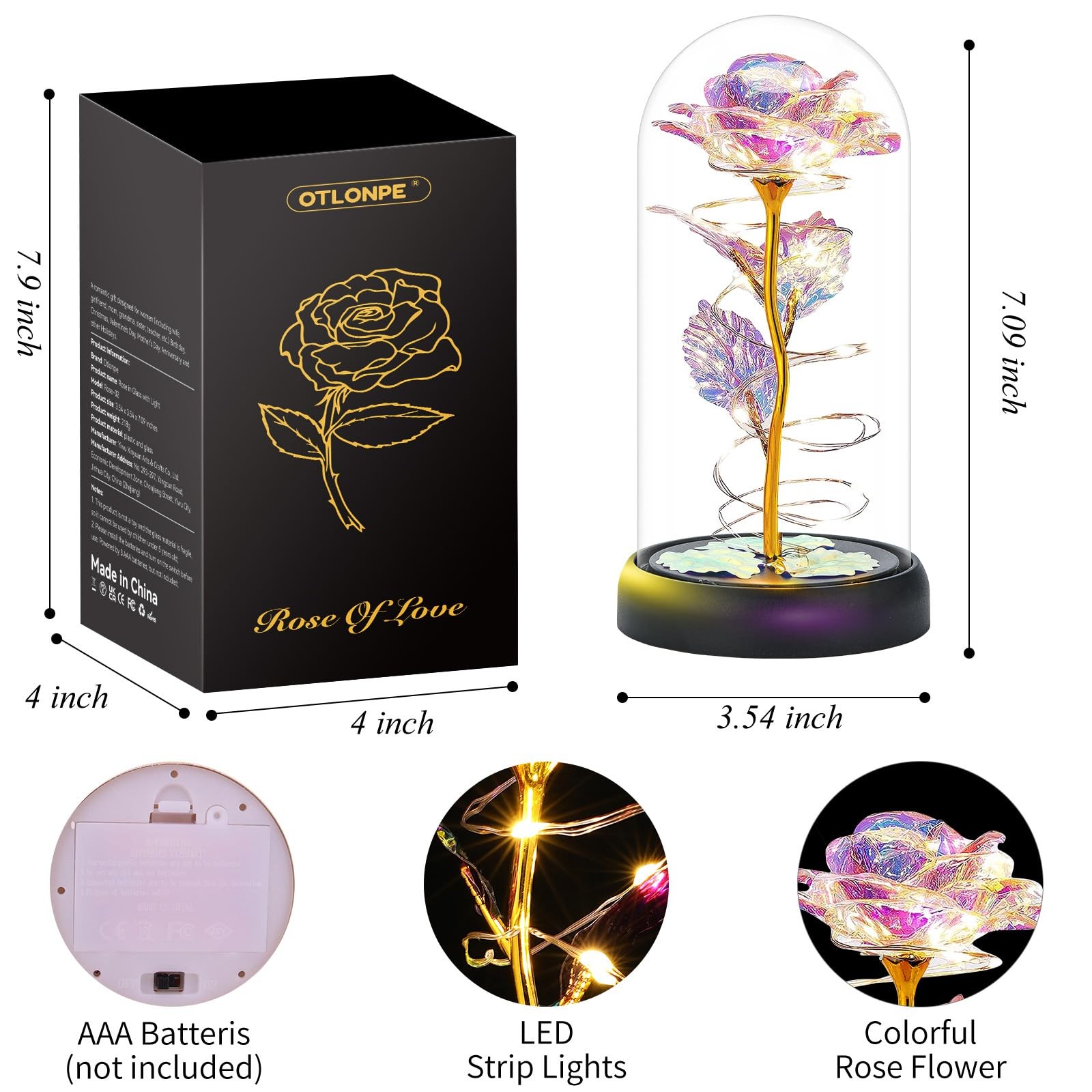 Flor De Rosa en Cúpula De Cristal Regalos De Mujer Para Día De San Valentín 2026