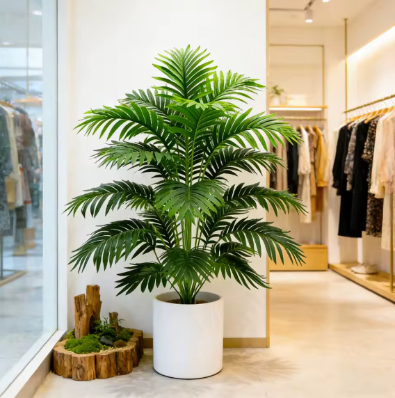 Realistic Artificial Palm Tree Faux Tropical Monstera Plant Indoor Decoration