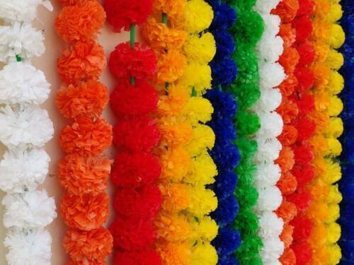 Indian Wedding Flower Garlands Diwali Home Decoration40 Pc Artificial Marigold