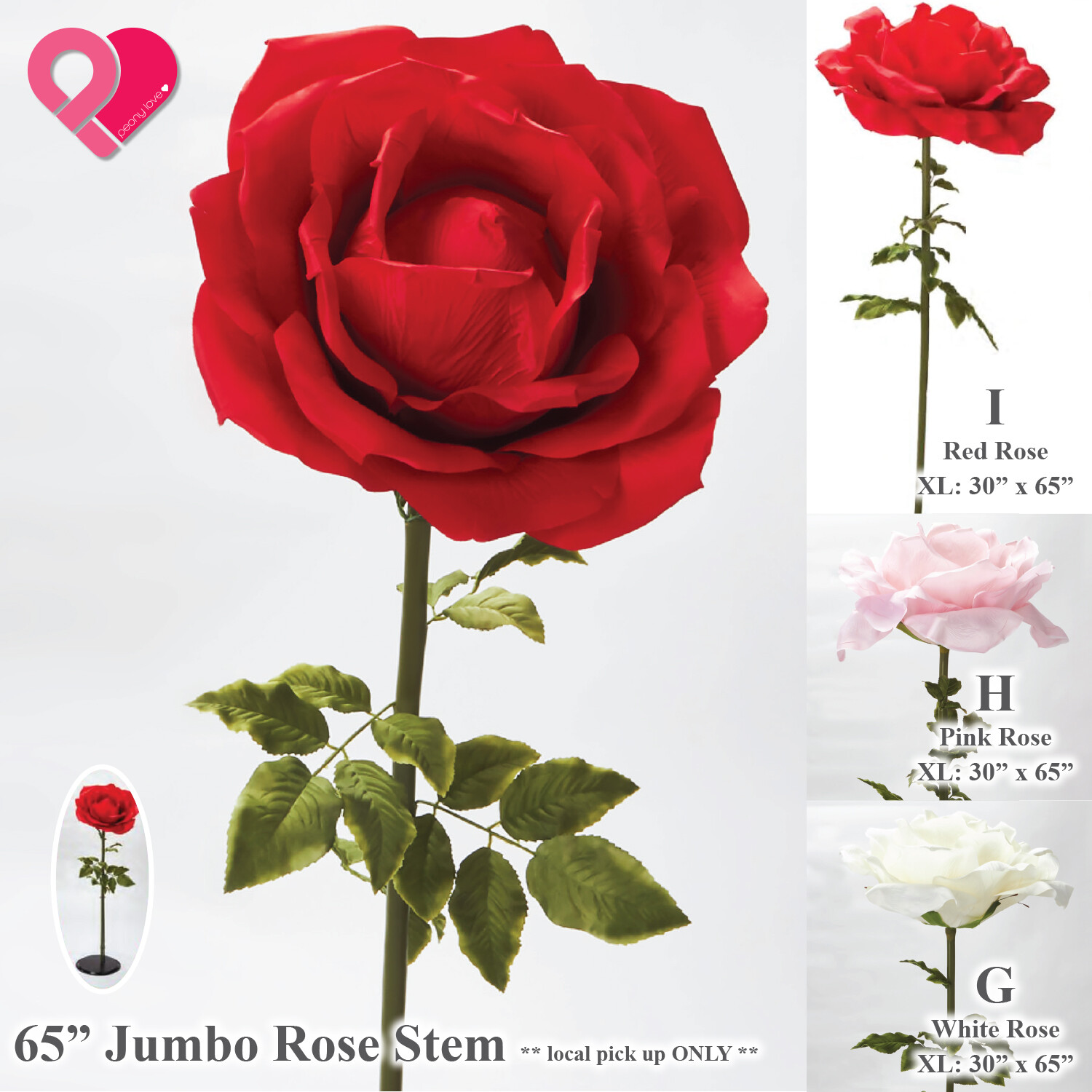Jumbo Silk Rose Peony Garland Flower Stand Artificial Giant Leaf Vine Big Large