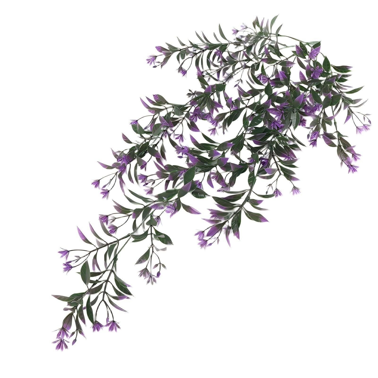2 Pack Artificial Hanging Plants Fake Purple Flower Vines UV Resistant Faux T…