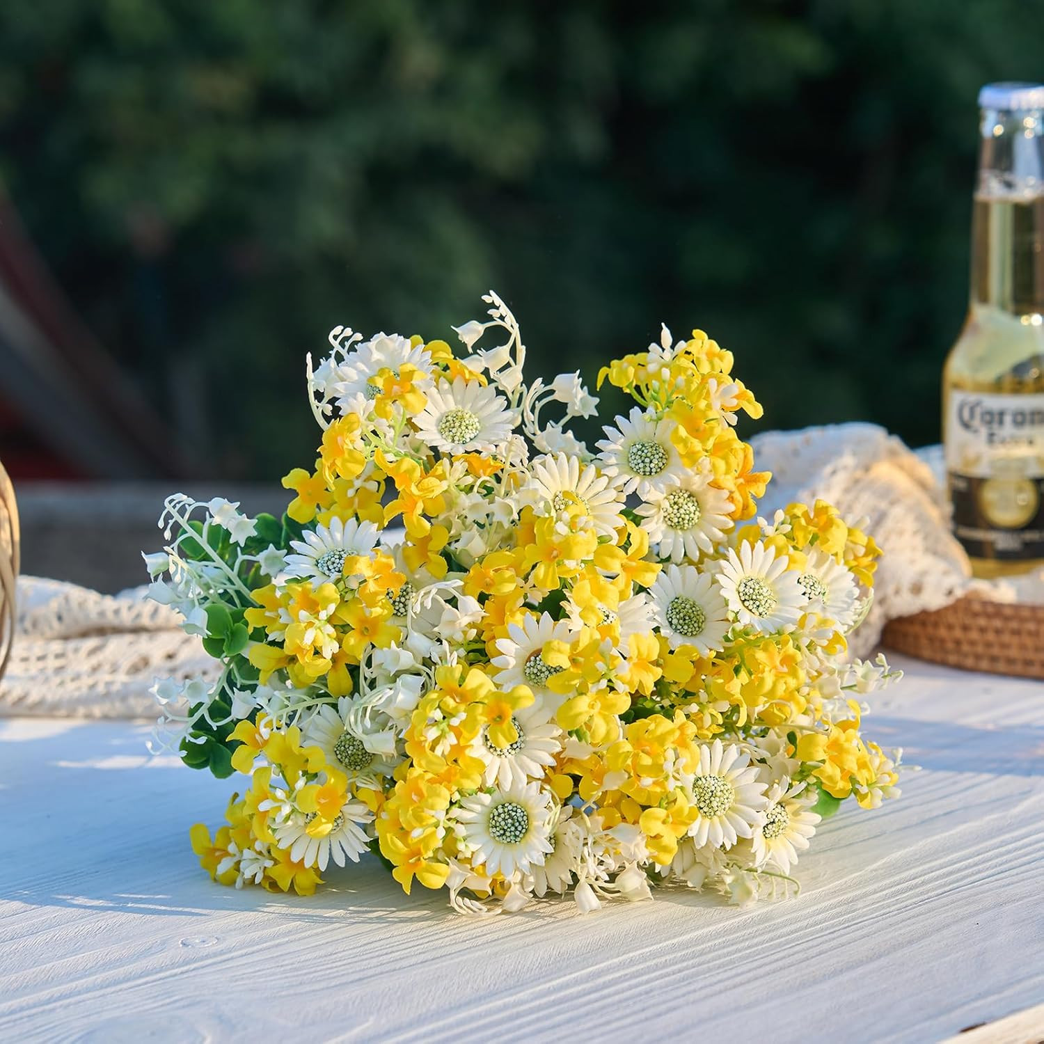 Artificial Daisies Lilac Wildflowers Yellow and White Artificial Flowers,12pcs S