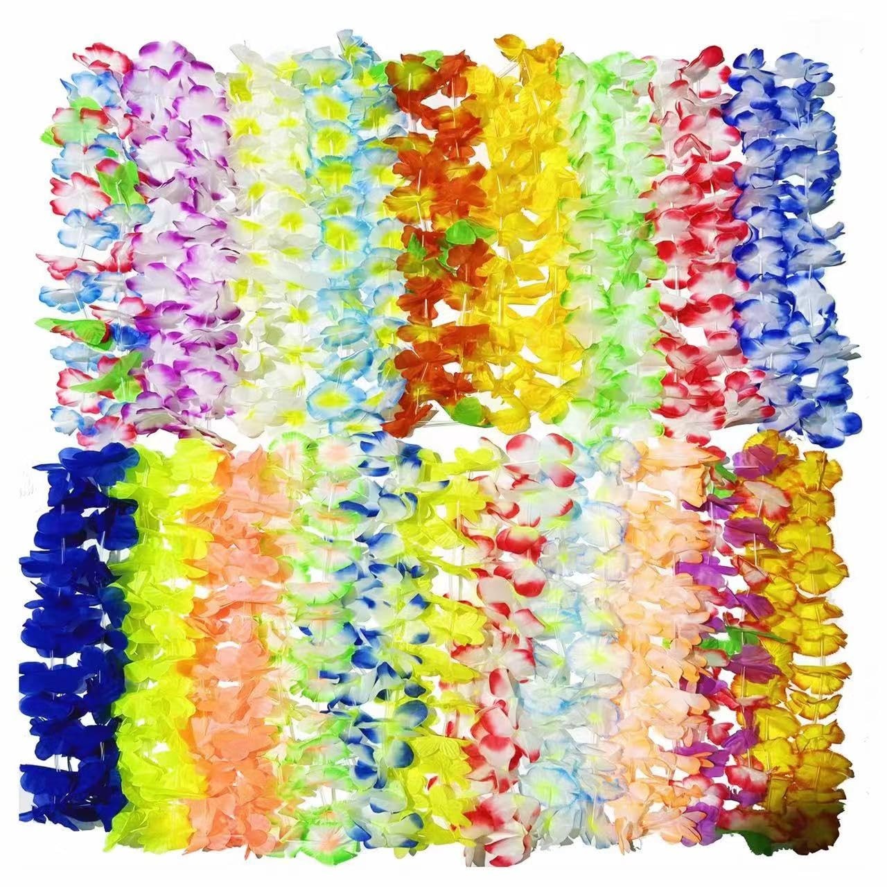 Hawaiian Leis 100 PCS Hawaii Flower Leis for Tropical Luau Party Decorations