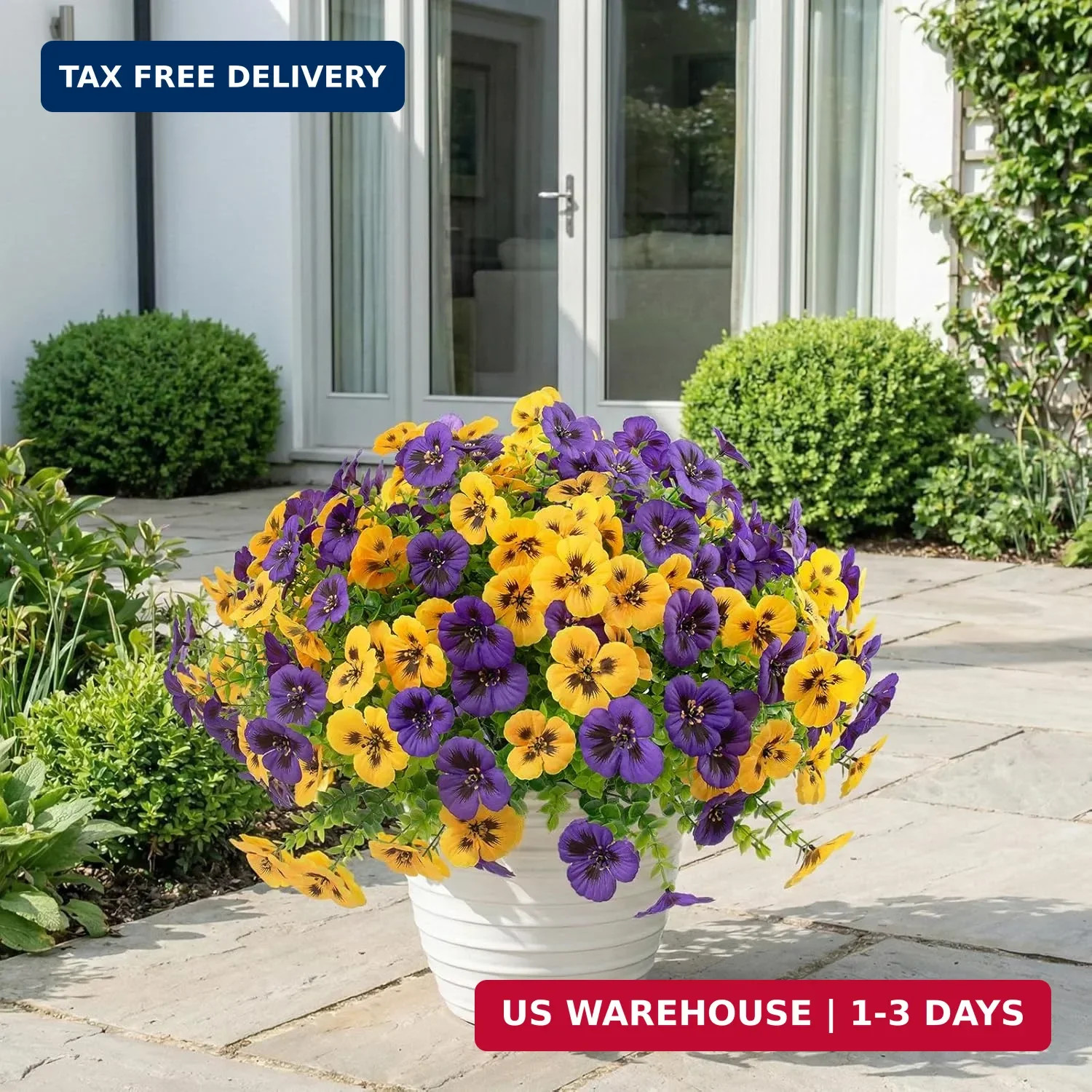Rowfad 18 Pcs Artificial Fake Pansy Flowers for Outdoor, Faux UV Resistant Silk