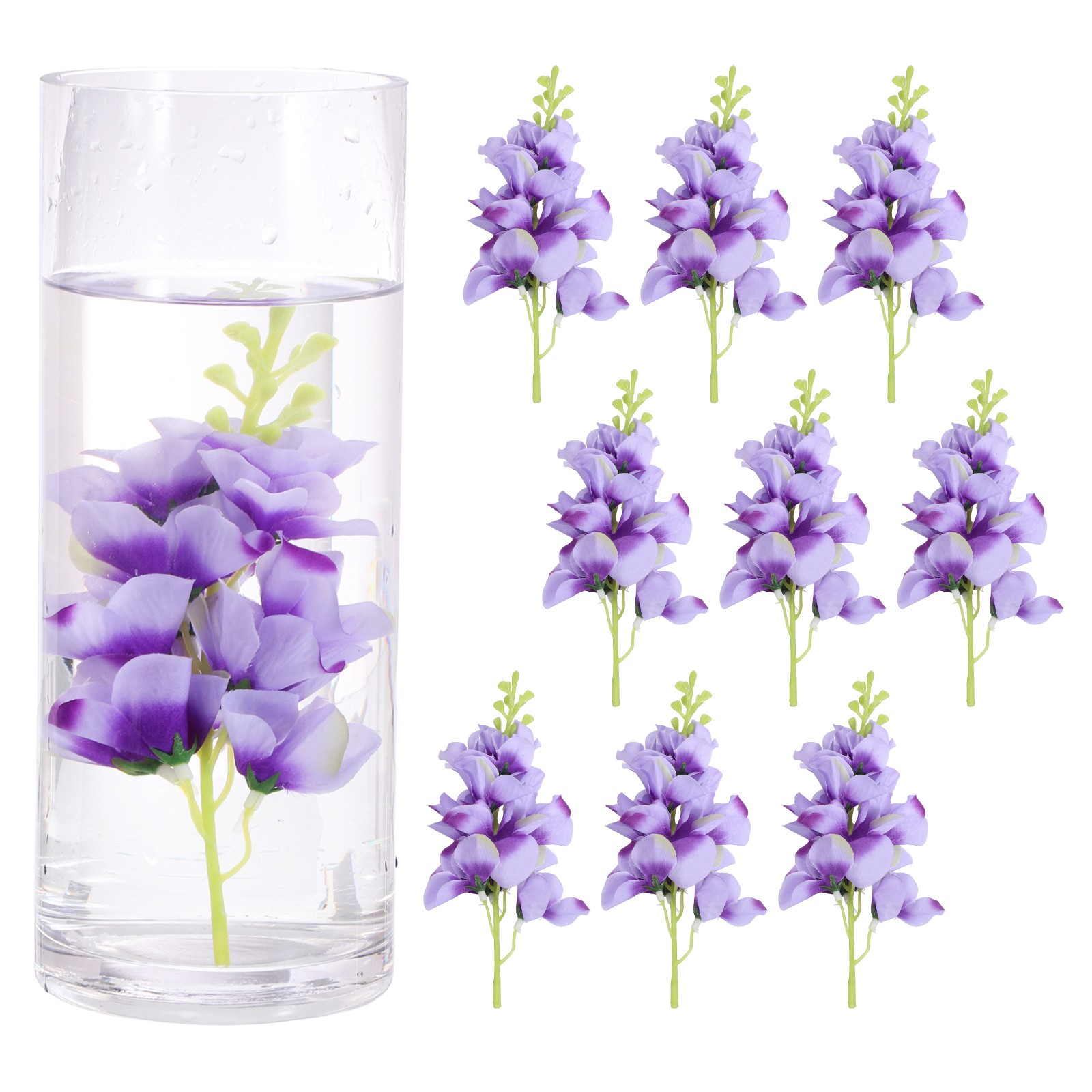 10Pcs Floating Flowers for Centerpieces Artificial Hydrangea Blue Violet)