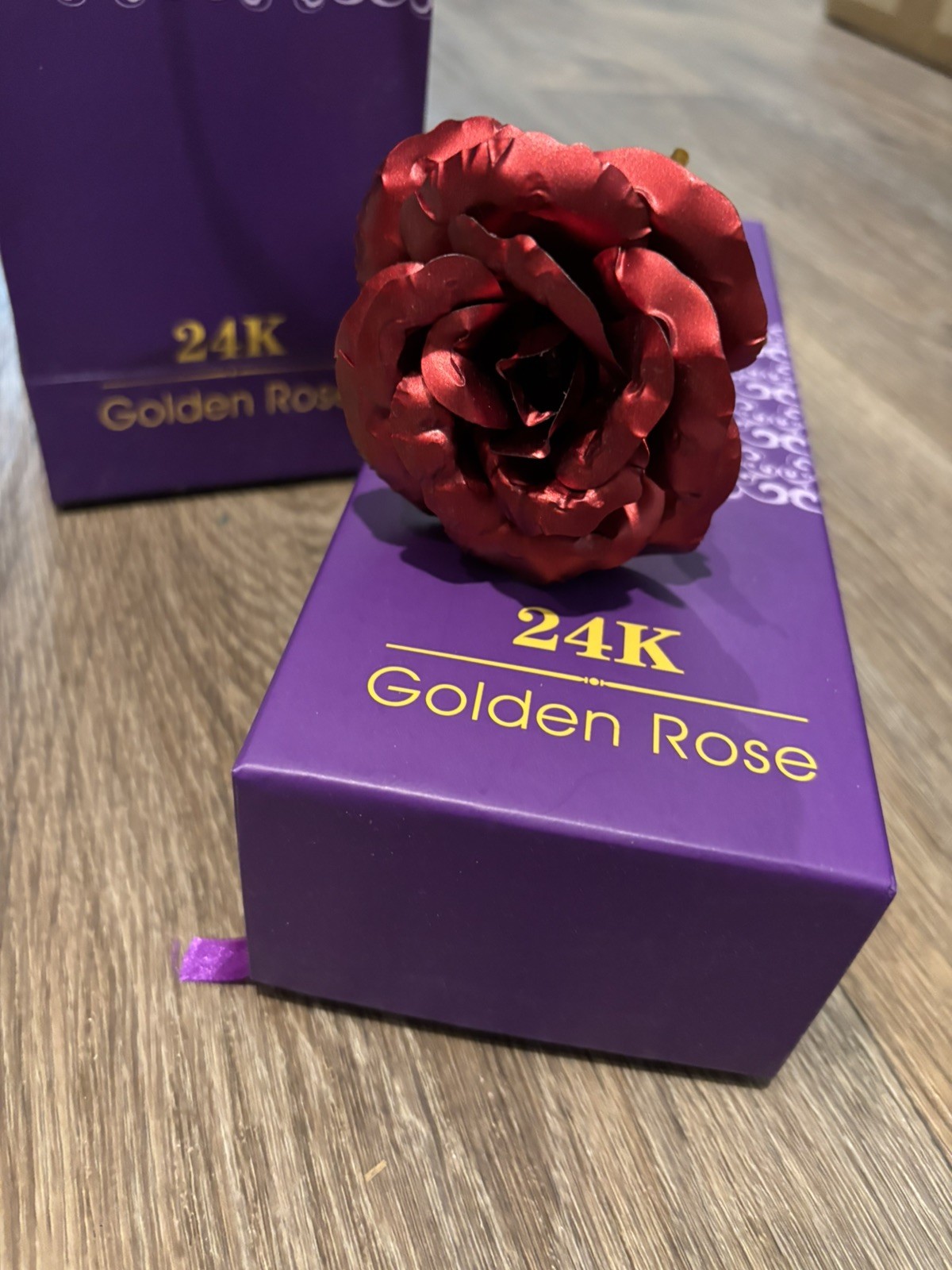 24K Forever Rose Red Rose Gold Dipped Rose 24K Rose Flower with Gift Box and