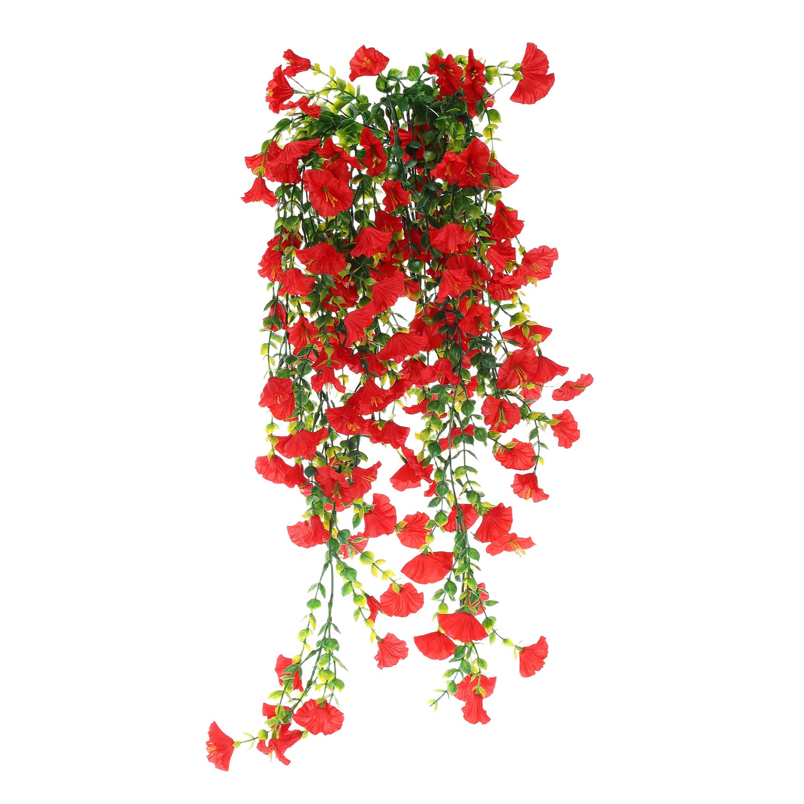 2 PCS Morning Glory Fake Hanging Flowers for Planter Indoor(Crimson Red)