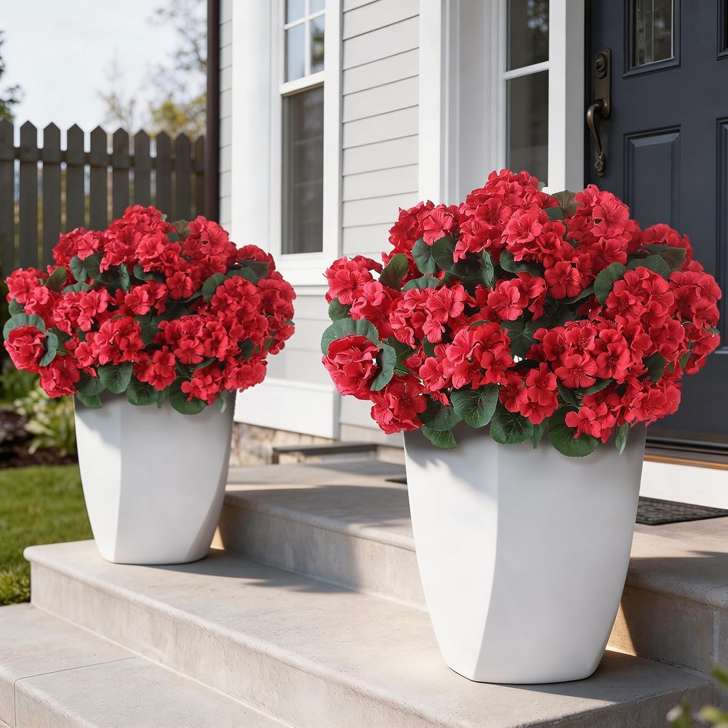 24 Bundles of UV-Resistant Artificial Geranium Flowers for Elegant Decor