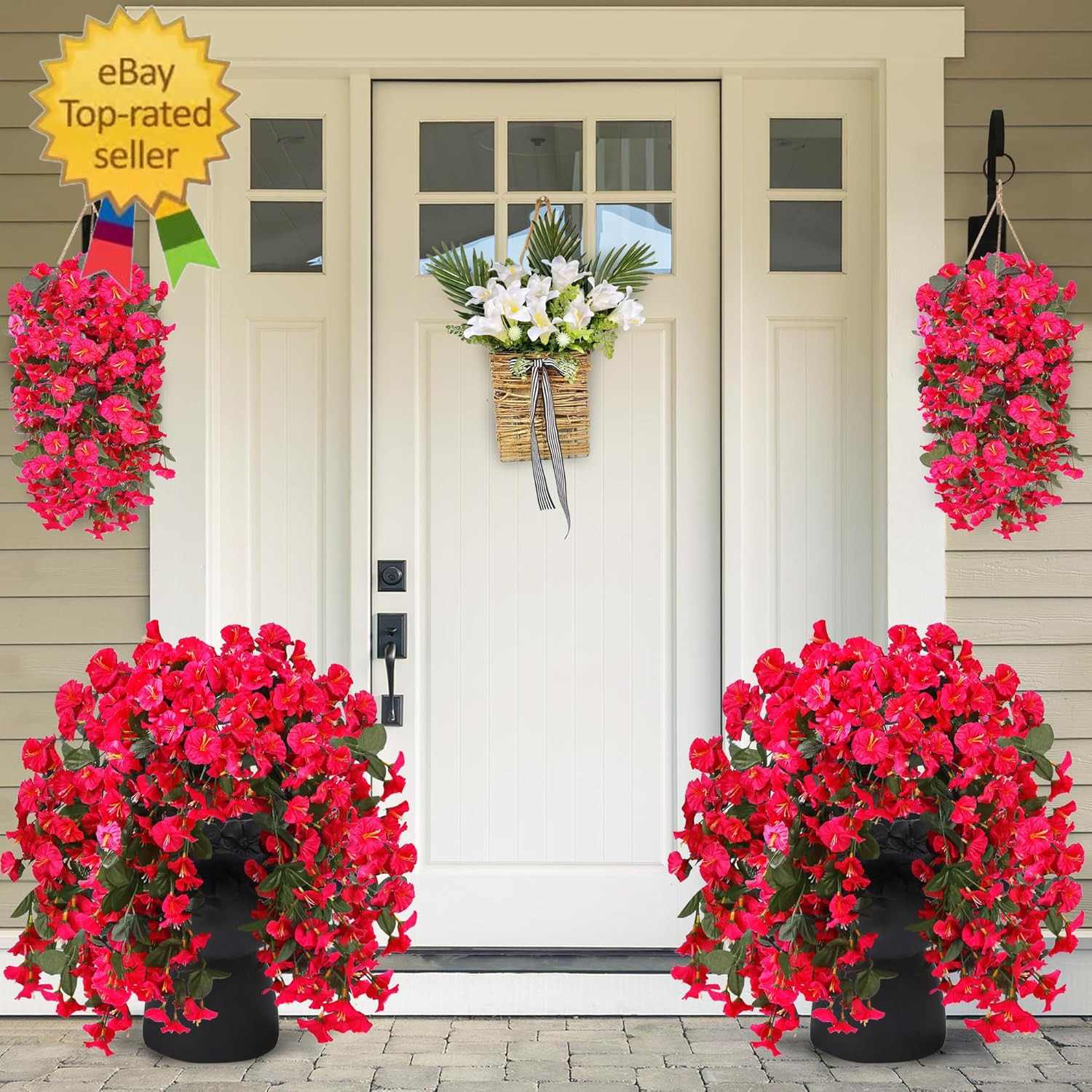Artificial Fake Hanging Flowers Plants for Outdoor outside Spring Summer Decorat
