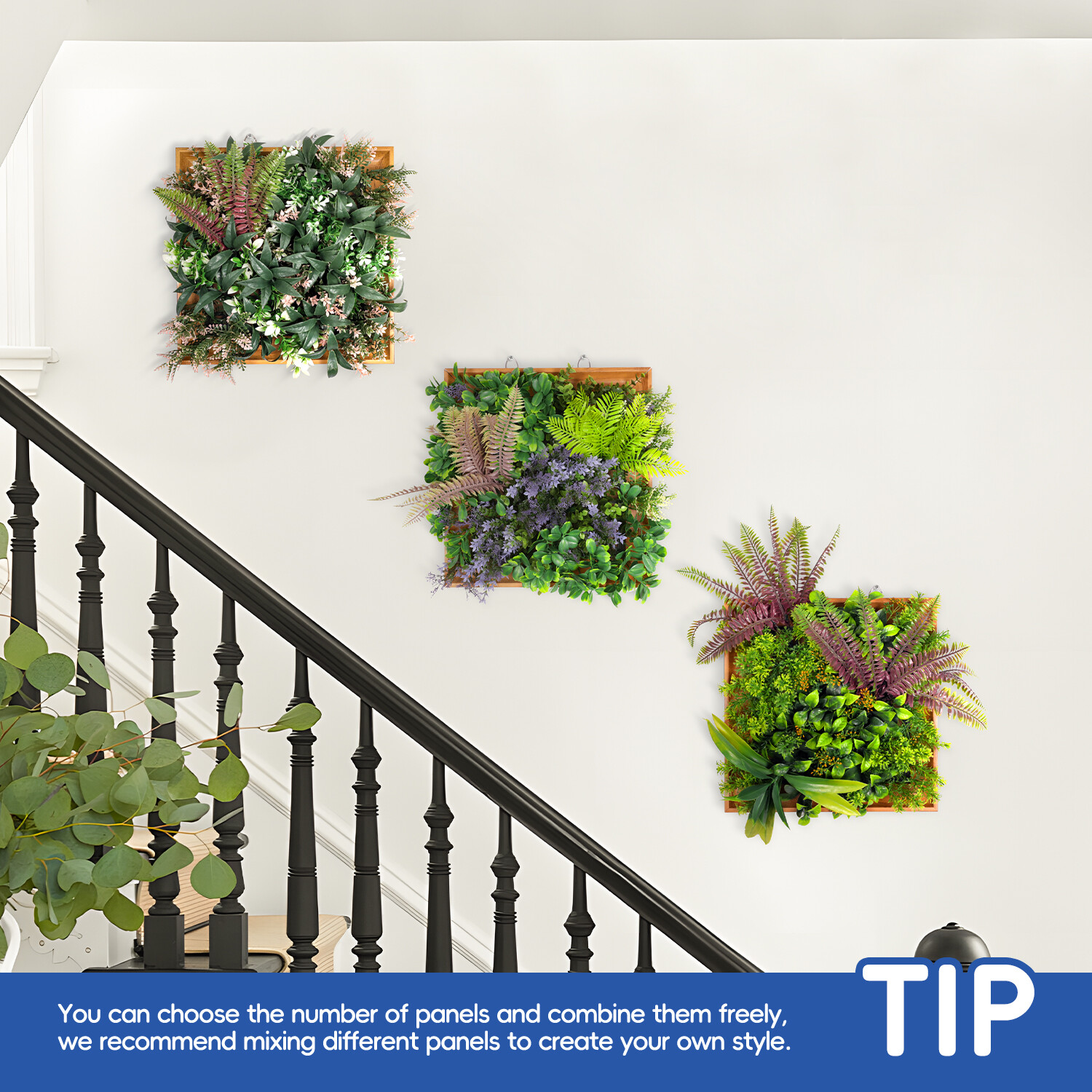 12″x12″ Artificial Grass Wall Hedge Decor Decoration With Wooden Square Frame #2